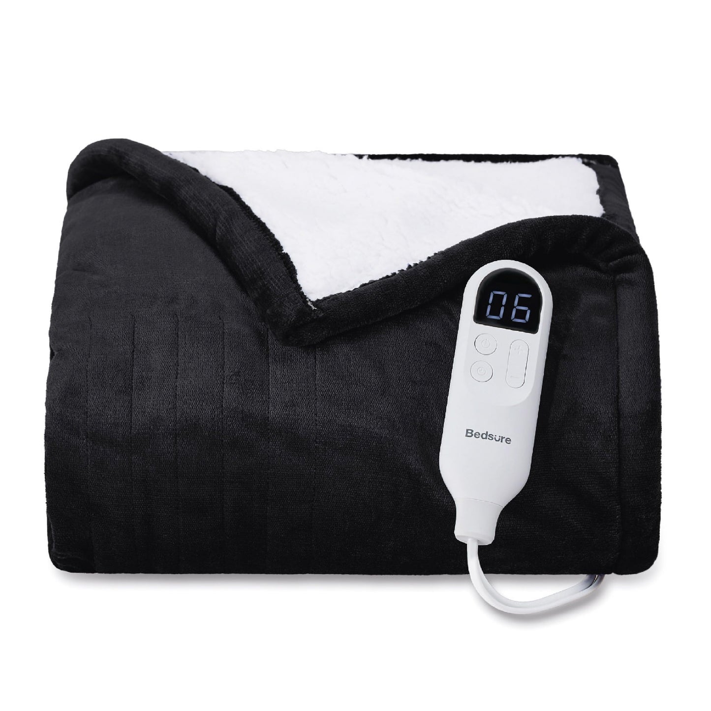 Electric Heated Blanket/Throw - Seamless Flannel Electric Blanket, Heating Blanket with 4 Time Settings & 6 Heat Settings, Warm Blanket Gift for Grandma (50x60 inches, Black)