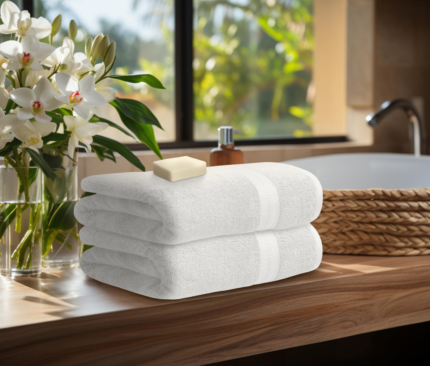 Avalon Towels Luxury 8 Piece Towels Set, 2 Bath Towels, 2 Hand Towels and 4 Washcloths, 600 GSM 100% Ring Spun Cotton Highly Absorbent Bathroom Towel Set, Ideal for Hotel, Spa and Gym (Pink)