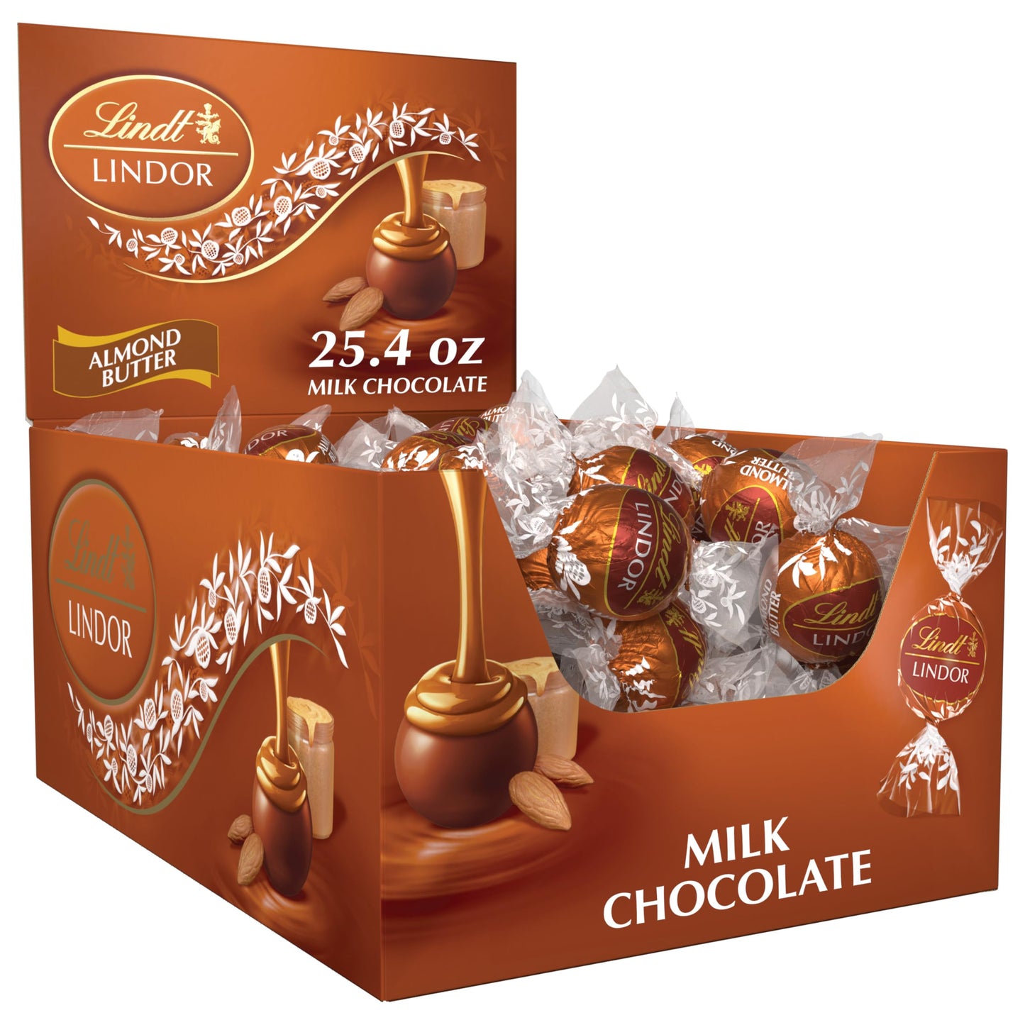 Lindt LINDOR Milk Chocolate Candy Truffles, Milk Chocolate with Smooth, Melting Truffle Center, 25.4 oz., 60 Count