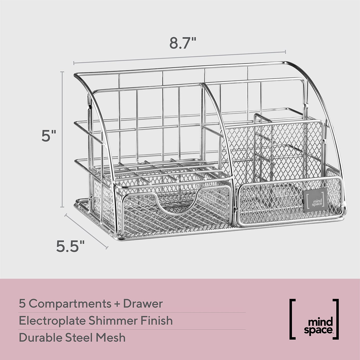 Schwarzer Schreibtisch-Organizer von Mindspace – Schreibtisch-Organizer für das Homeoffice mit Schublade + Büroklammern, Heftklammern – Organizer für Schulbedarf, Stifthalter für den Schreibtisch, kleiner Organizer | The Wire Collection