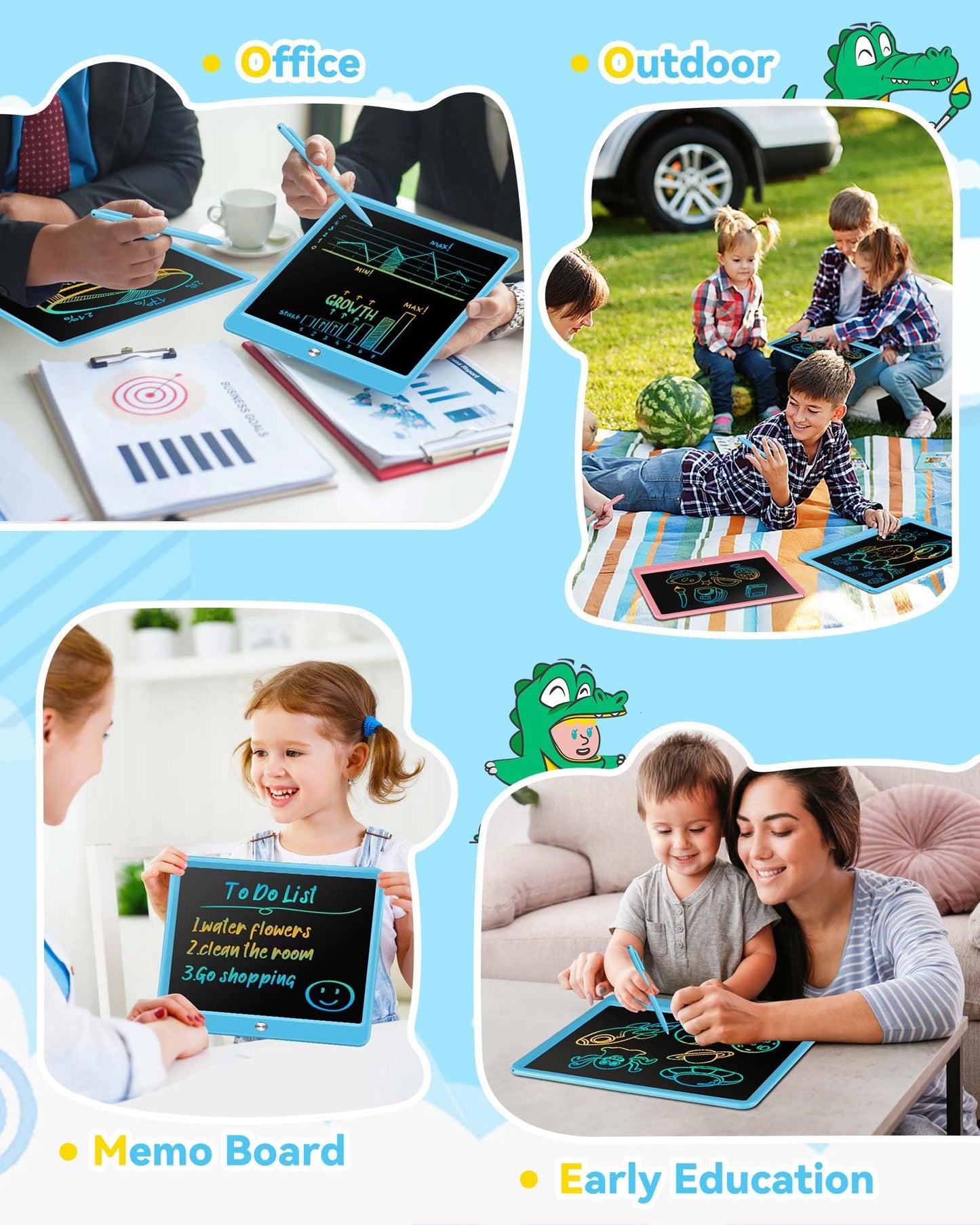 KOKODI LCD Writing Tablet, Valentines Day Gifts for Kids,10 Inch Colorful Toddler Doodle Board Drawing Tablet, Erasable Reusable Electronic Drawing Pads, Educational and Learning Toys for Kids