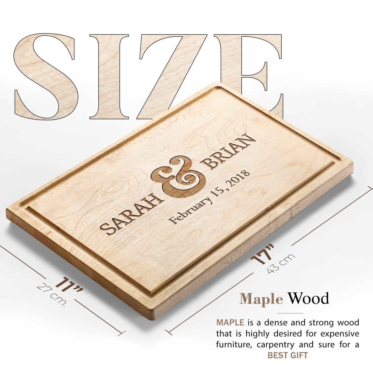 Personalisiertes Walnuss-Schneidebrett mit Untersetzern, Mineralöl und Geschenkverpackung erhältlich – Gestalten Sie Ihr eigenes Schneidebrett, hergestellt in den USA (Design 22, 3. Walnuss 17"x11")
