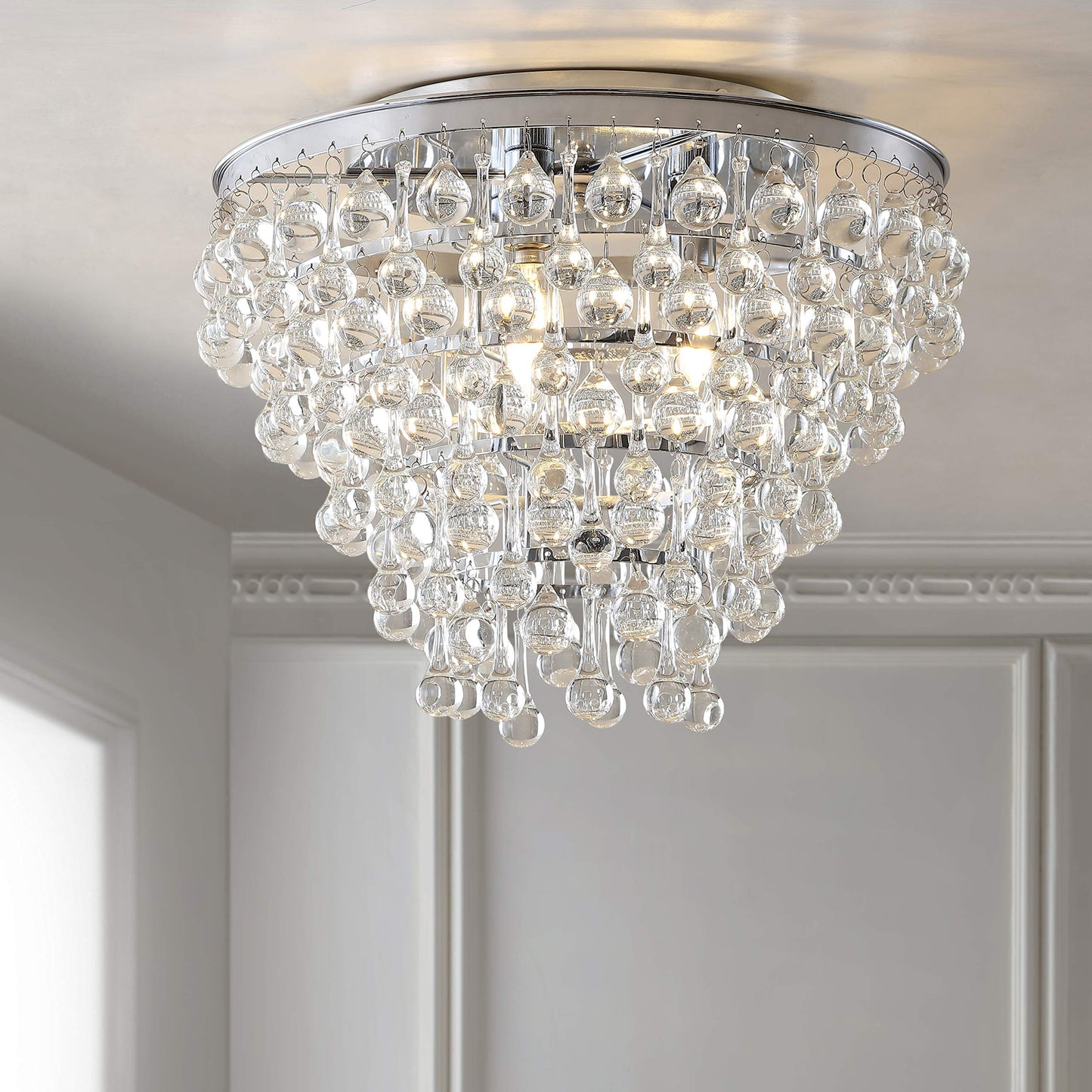 JONATHAN Y JYL9030B Toronto 16" Metall/Kristall LED Deckenleuchte, zeitgenössisch, modern, Übergangsstil, elegant, für Büro, Wohnzimmer, Familienzimmer, Esszimmer, Schlafzimmer, Flur, Foyer, Chrom