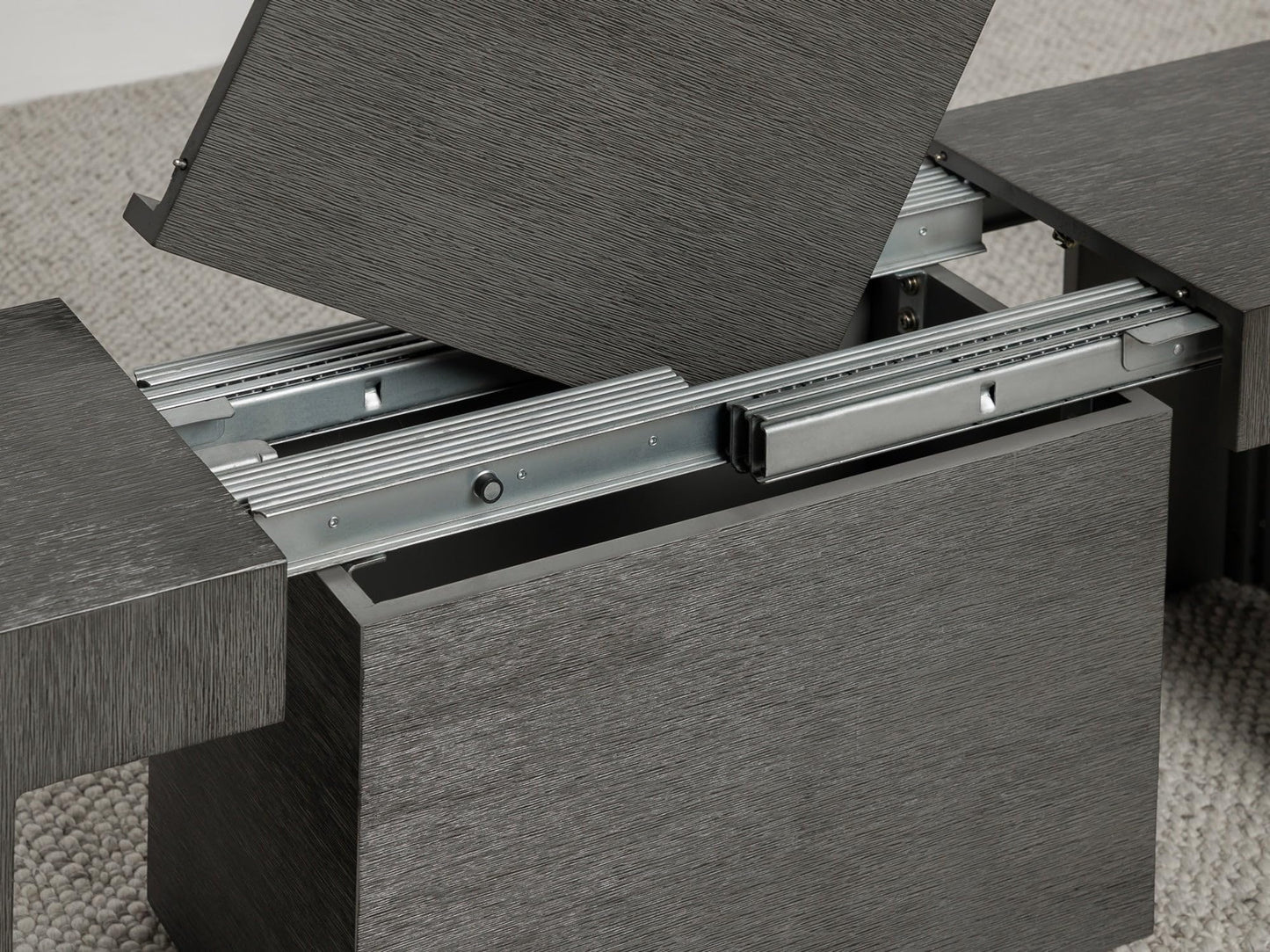 Transformer Table Esstisch-Set für 4 bis 12, ausziehbarer Esstisch aus Holz mit ausziehbarer Bank, Möbel für kleine Räume, Küchentisch-Set (Dunkelgrau, Tisch + Bank)