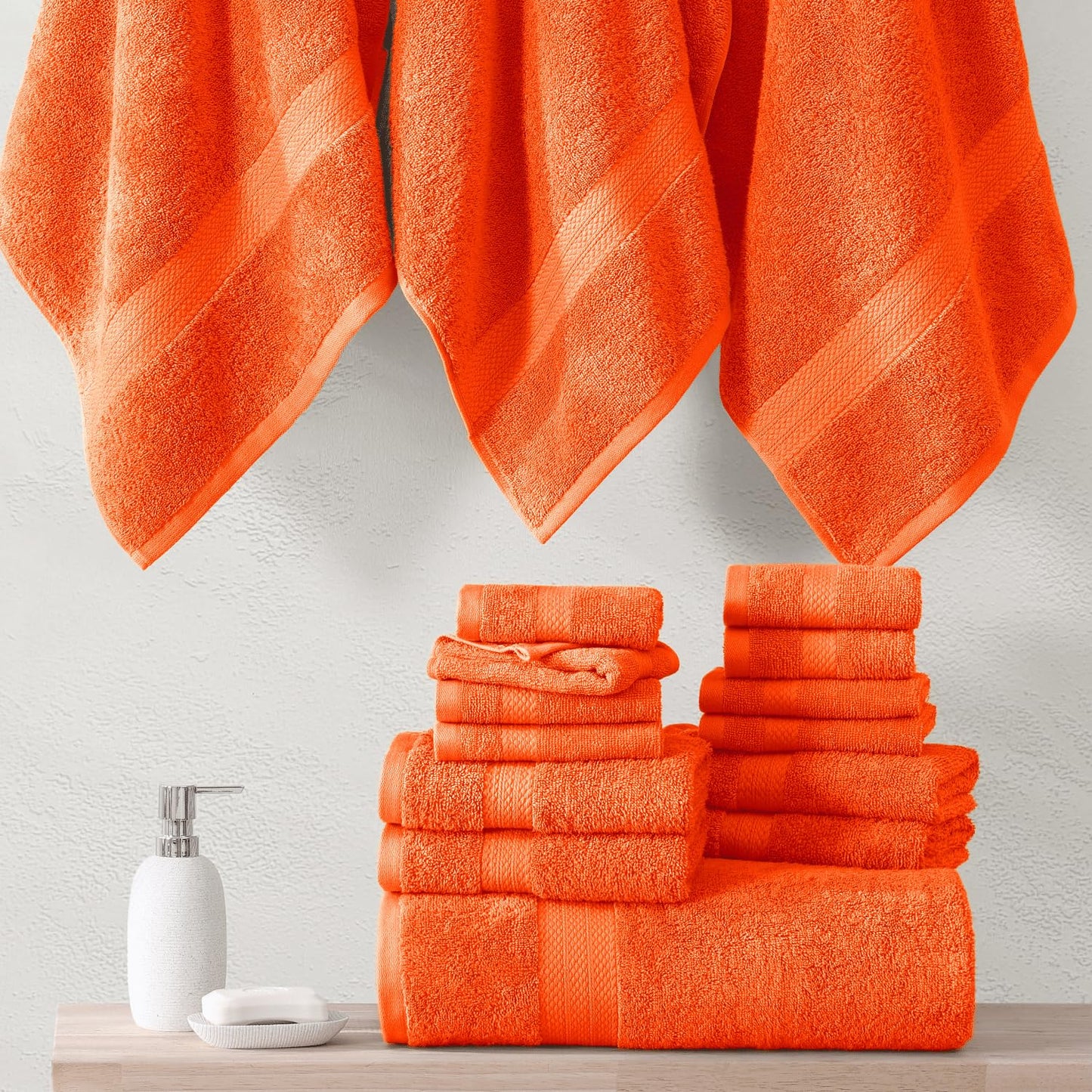 LANE LINEN 24-teiliges Badezimmerhandtuch-Set – 100 % Baumwolle, Badetuch-Sets, 4 Badetücher extragroß, 2 Badelaken, 6 Handtücher fürs Badezimmer, 8 Waschlappen, 4 Fingerkuppen-Handtücher – weiße Handtücher