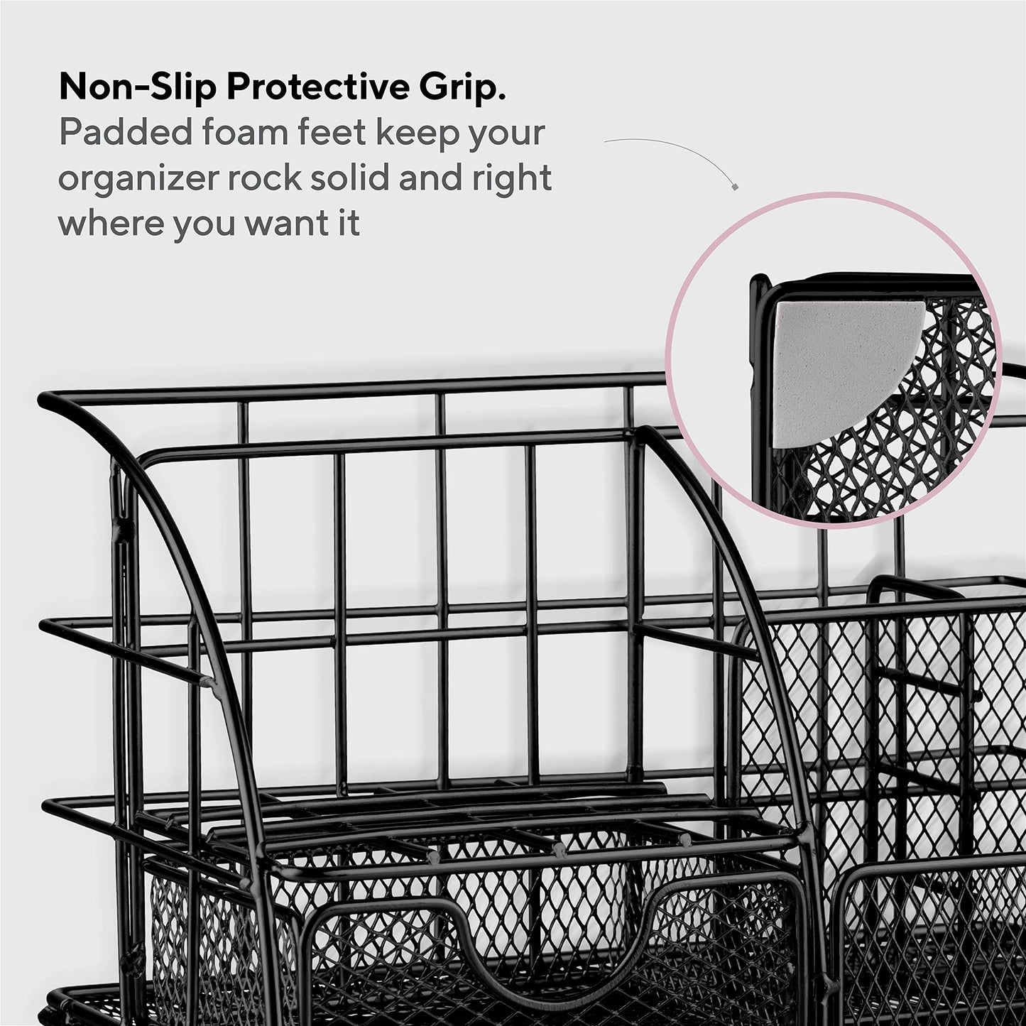 Schwarzer Schreibtisch-Organizer von Mindspace – Schreibtisch-Organizer für das Homeoffice mit Schublade + Büroklammern, Heftklammern – Organizer für Schulbedarf, Stifthalter für den Schreibtisch, kleiner Organizer | The Wire Collection