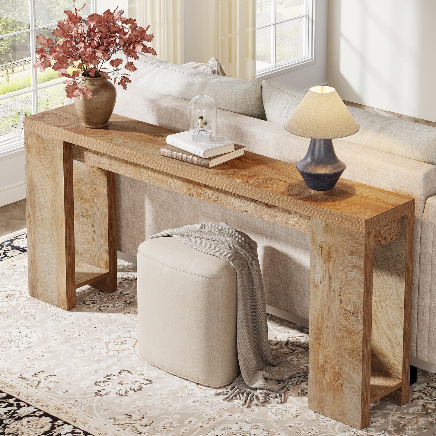 Table console extra longue de 70,9 pouces de Tribesigns, table de canapé en bois de ferme derrière le canapé, table d'appoint d'entrée étroite pour salon, couloir, entrée, foyer, chêne brun clair