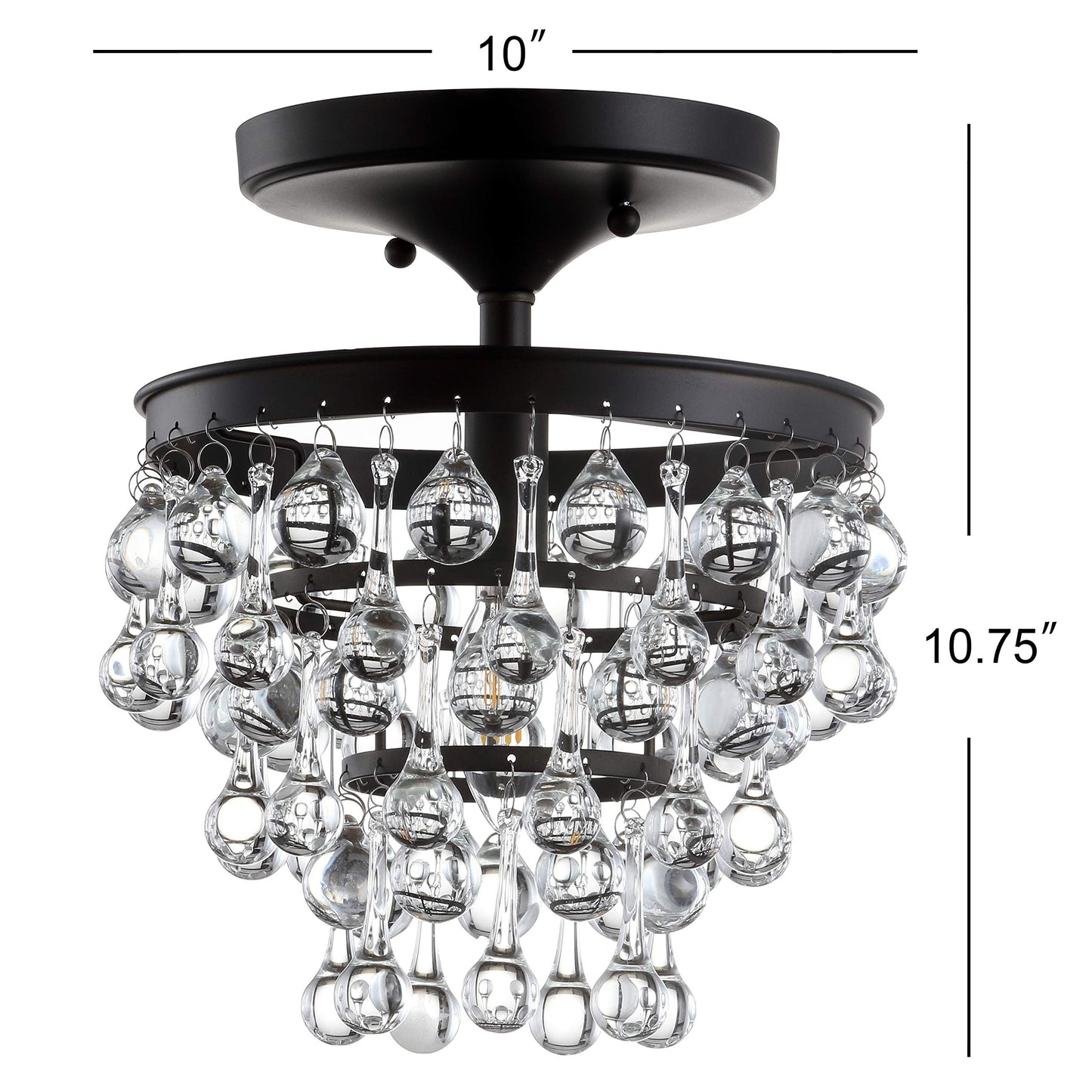JONATHAN Y JYL9030B Toronto 16" Metall/Kristall LED Deckenleuchte, zeitgenössisch, modern, Übergangsstil, elegant, für Büro, Wohnzimmer, Familienzimmer, Esszimmer, Schlafzimmer, Flur, Foyer, Chrom