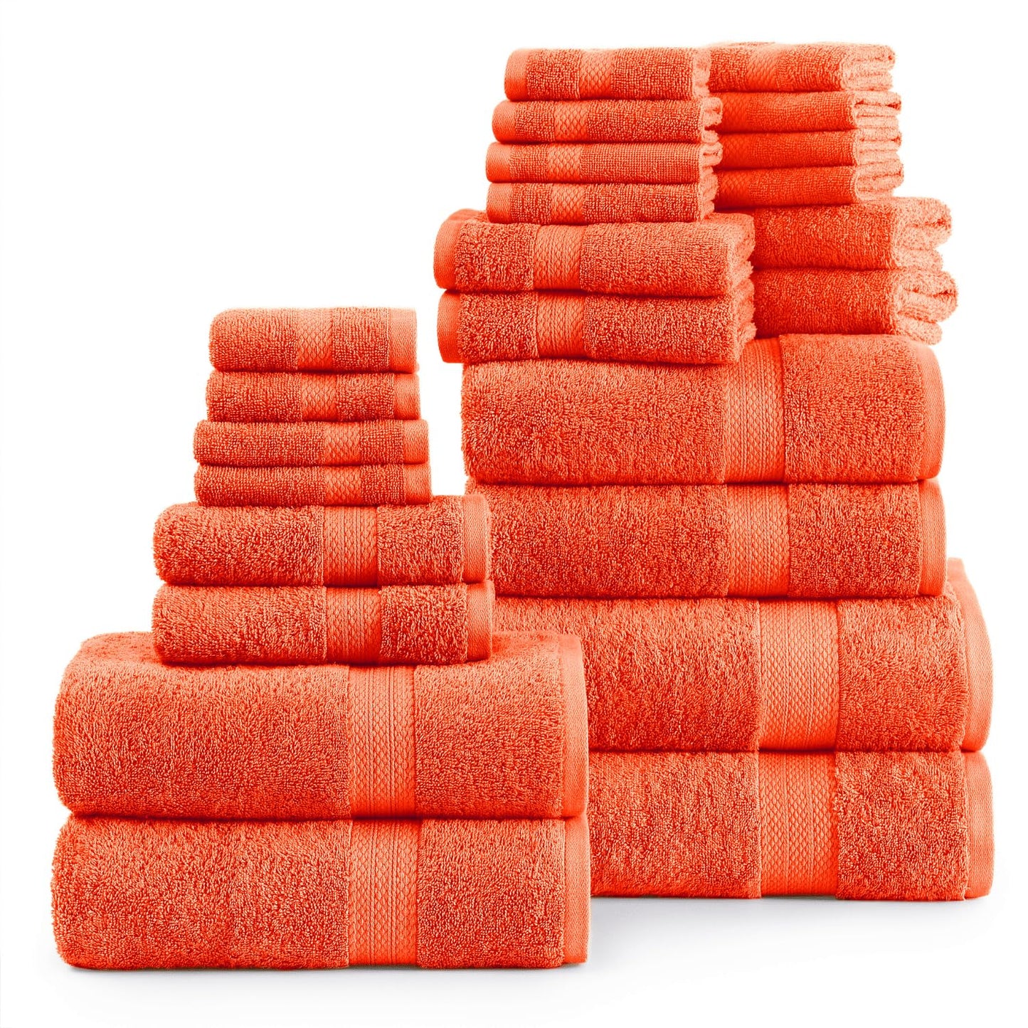 LANE LINEN 24-teiliges Badezimmerhandtuch-Set – 100 % Baumwolle, Badetuch-Sets, 4 Badetücher extragroß, 2 Badelaken, 6 Handtücher fürs Badezimmer, 8 Waschlappen, 4 Fingerkuppen-Handtücher – weiße Handtücher