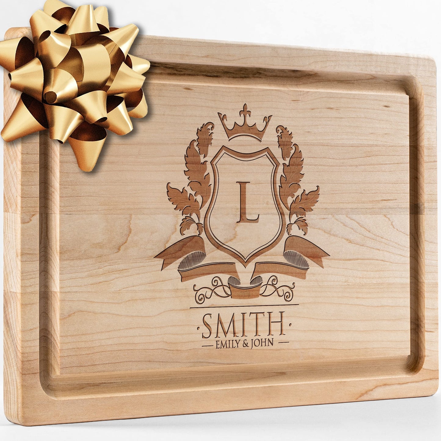 Personalisiertes Walnuss-Schneidebrett mit Untersetzern, Mineralöl und Geschenkverpackung erhältlich – Gestalten Sie Ihr eigenes Schneidebrett, hergestellt in den USA (Design 22, 3. Walnuss 17"x11")