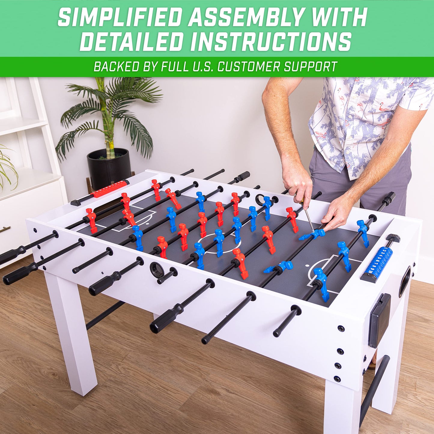 GoSports 48 Inch Game Room Size Foosball Table - Includes 4 Balls and 2 Cup Holders – Black, Oak, or White