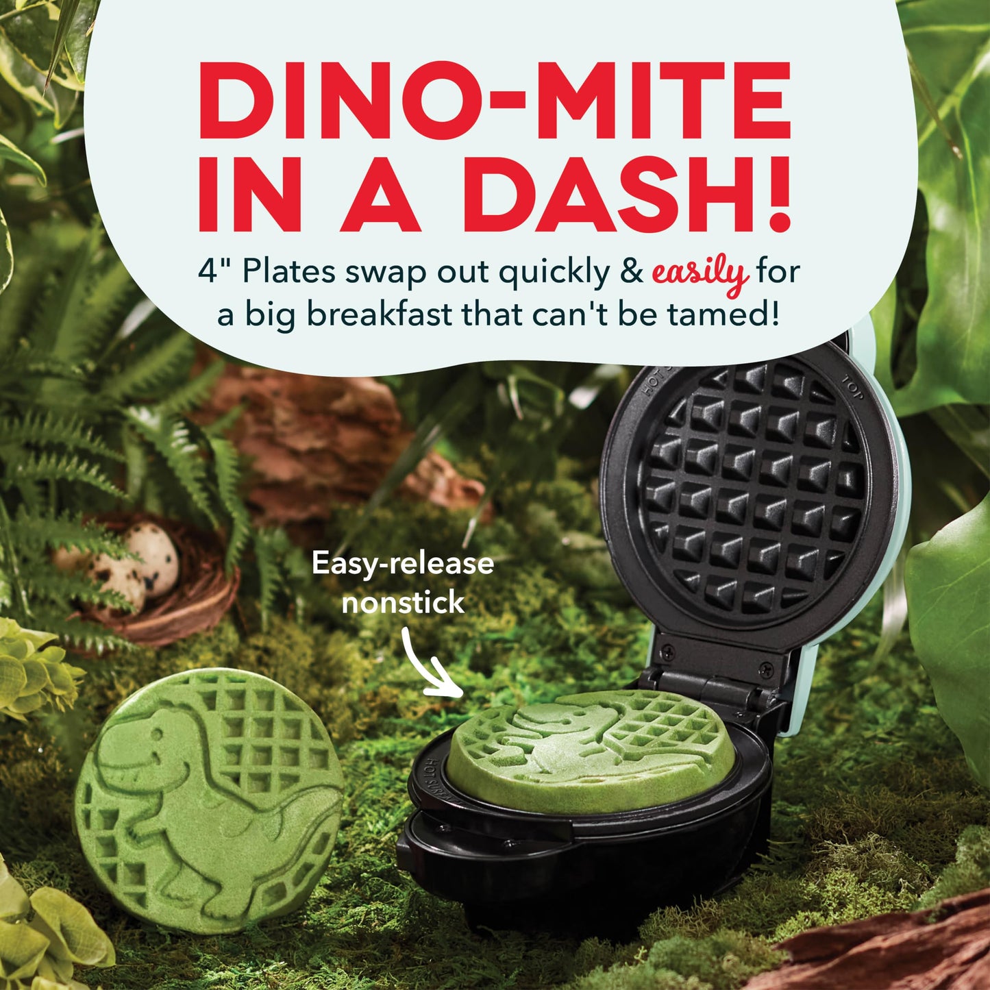 DASH Multimaker Mini System Two 4” Nonstick Removable Waffle Plates (Gingerbread & Snowflake) - 2Pc Plate Pack for Waffle Iron & Griddle, Compatible with Dash MultiMaker Mini System, Nonstick Surface