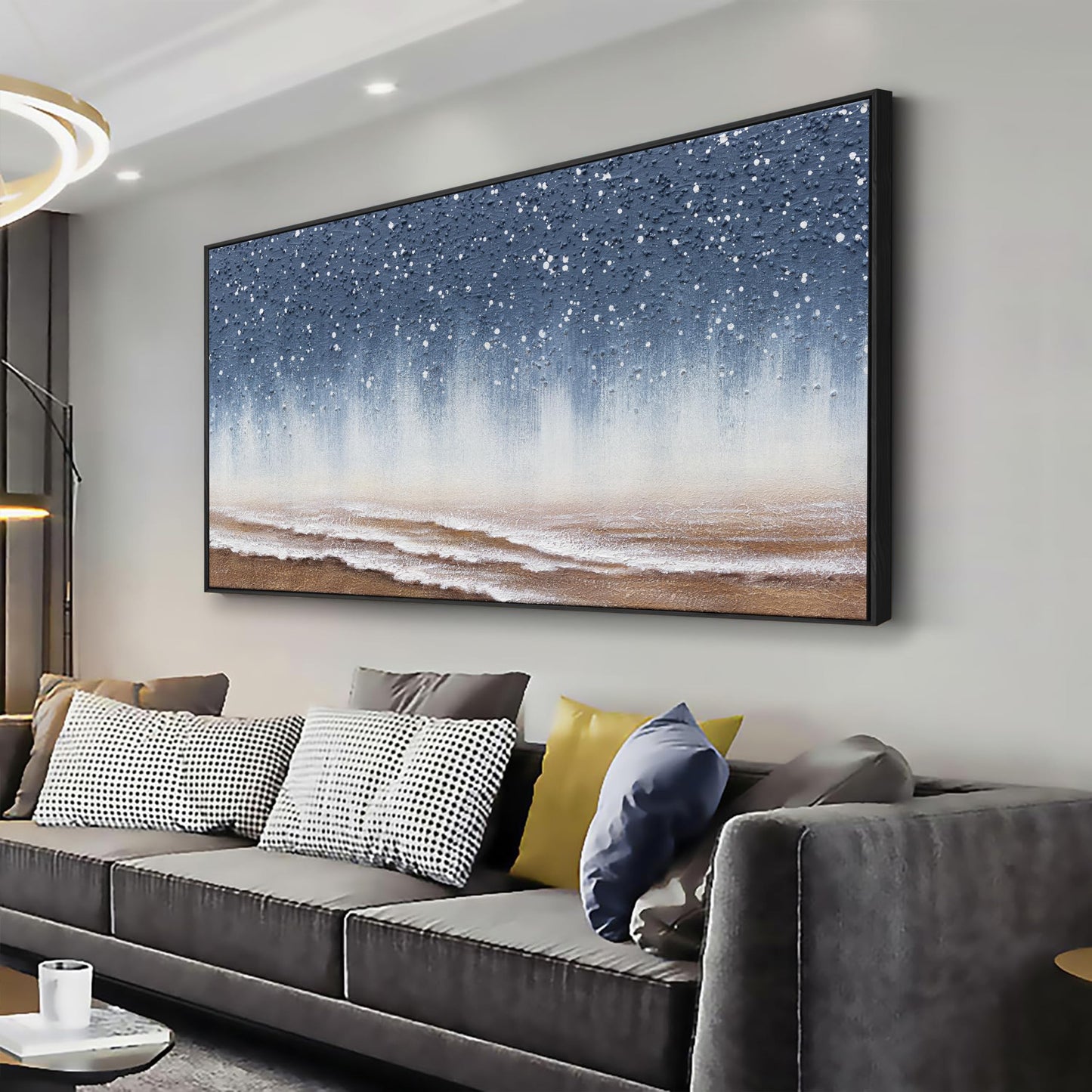 Gerahmte Wandkunst, abstrakte Wanddekoration mit Blattgold, Leinwanddrucke, Gemälde, abstrakte Kunstwerke für Wohnzimmer, Büro, Schlafzimmer, Heimdekoration, 61 x 121 cm