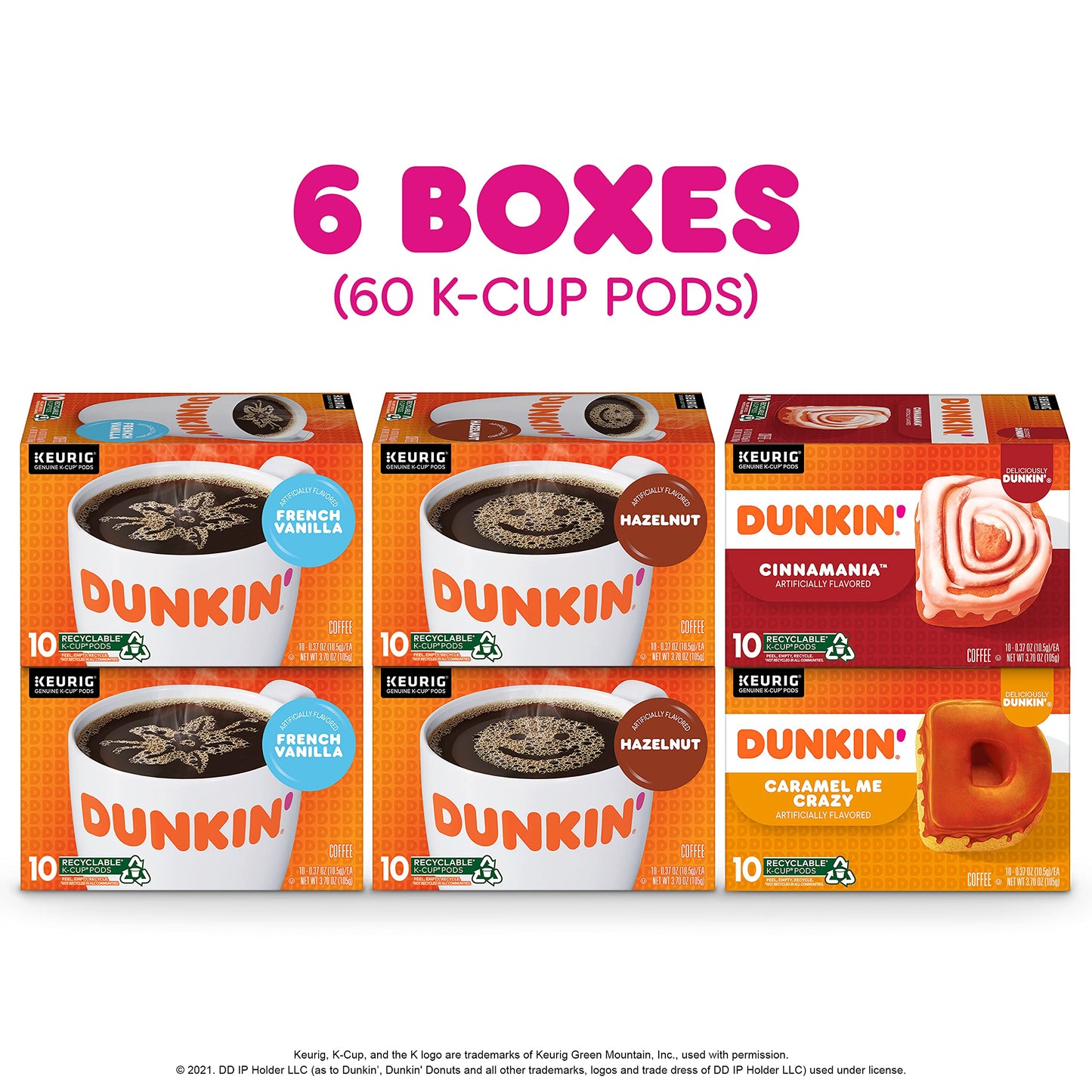 Dunkin' Best Sellers Coffee Variety Pack, 60 Keurig K-Cup Pods