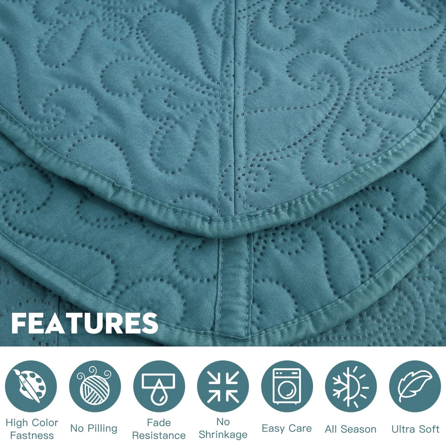 Oversized King Bedspread 128x120 Extra Wide, Paisley Pattern Design, Lightweight Bedding Cover, Reversible, 5 Piece, 100% Microfiber, King/Cal King, Pure White