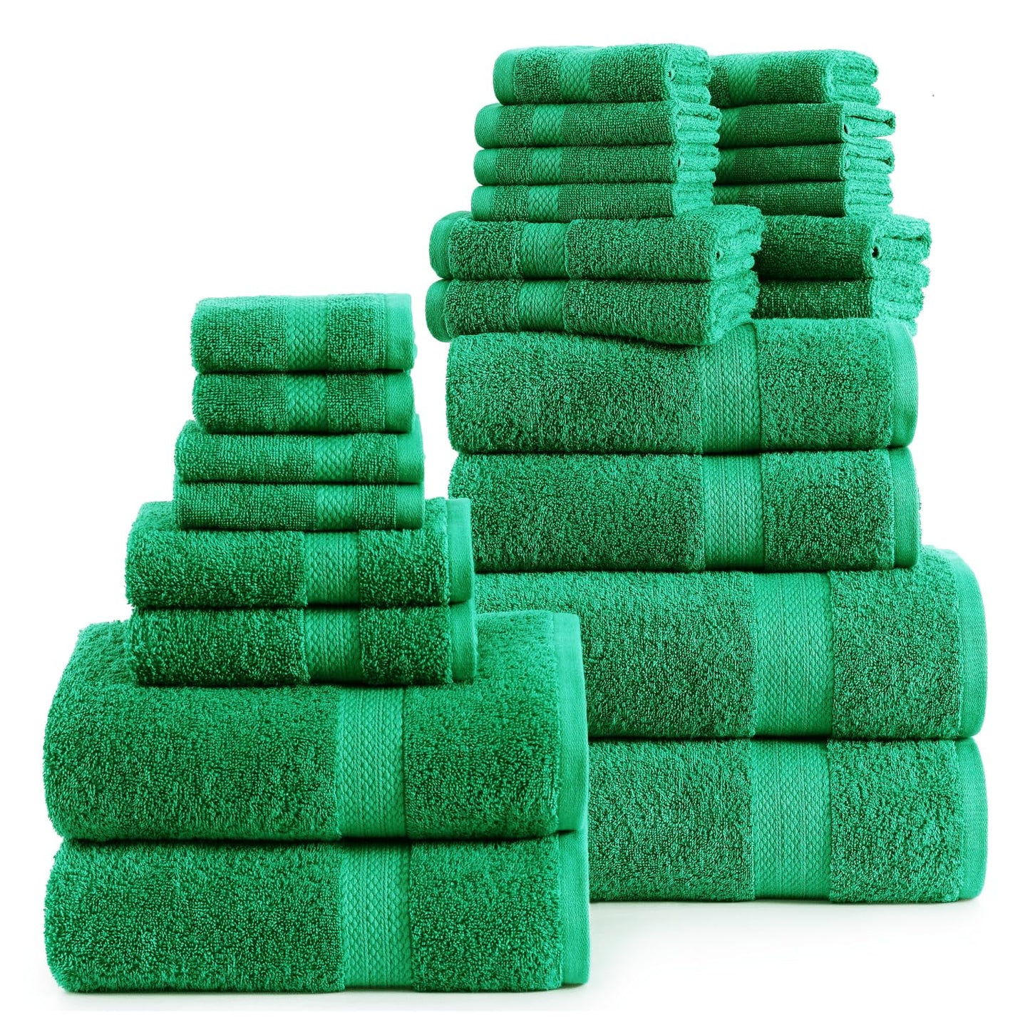 LANE LINEN 24-teiliges Badezimmerhandtuch-Set – 100 % Baumwolle, Badetuch-Sets, 4 Badetücher extragroß, 2 Badelaken, 6 Handtücher fürs Badezimmer, 8 Waschlappen, 4 Fingerkuppen-Handtücher – weiße Handtücher