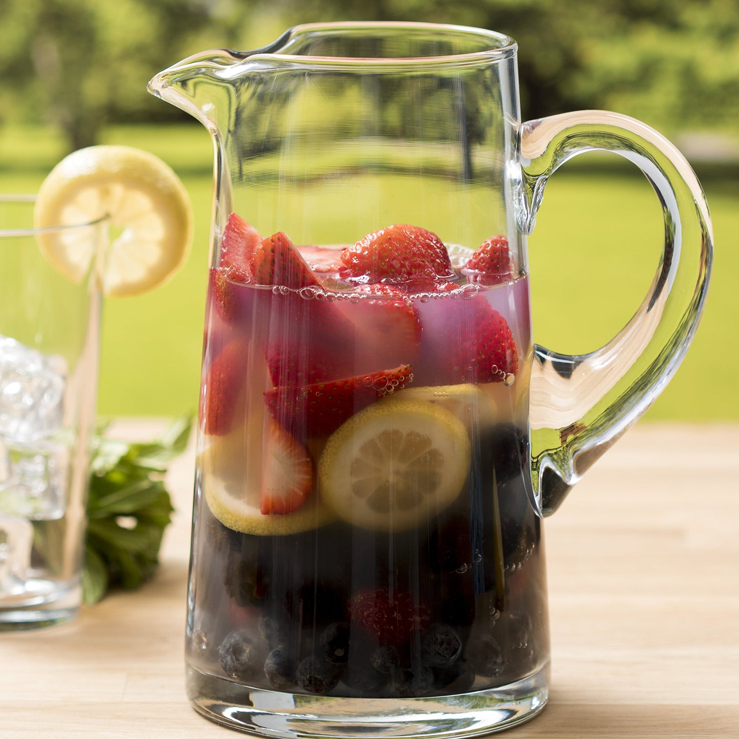 Libbey Acapulco Large Glass Pitcher Set of 2, 89 Oz, Clear, Tall Bubble Glass Pitchers with Handle, Modern Pitcher Set for Iced Tea, Punch, and More
