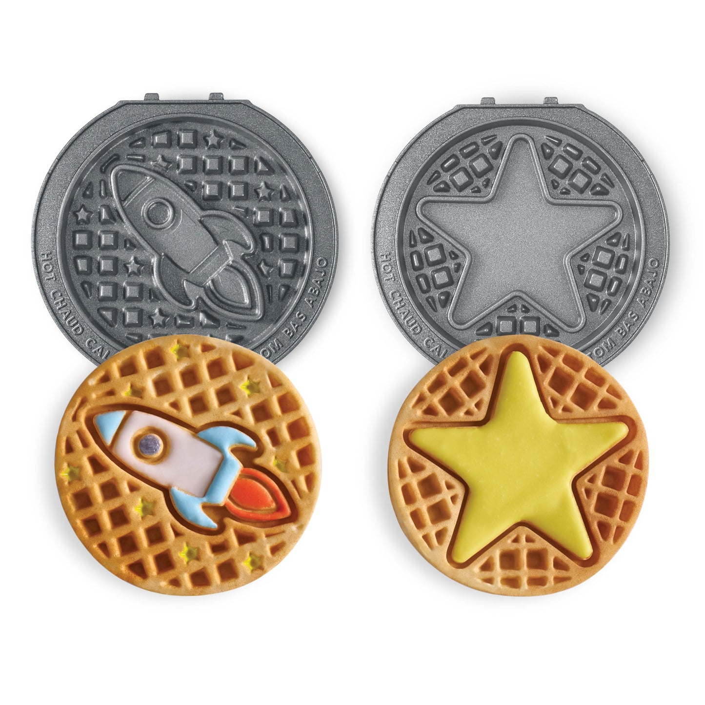 DASH Multimaker Mini System Two 4” Nonstick Removable Waffle Plates (Gingerbread & Snowflake) - 2Pc Plate Pack for Waffle Iron & Griddle, Compatible with Dash MultiMaker Mini System, Nonstick Surface