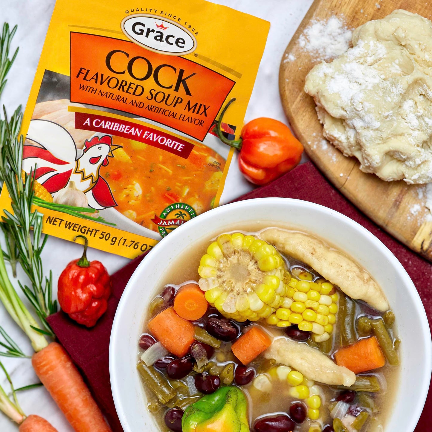 Grace Pumpkin Flavored Soup Mix 1.59oz - 6 Pack Homestyle Jamaican Soup Mix - Great for Caribbean Curry Soup