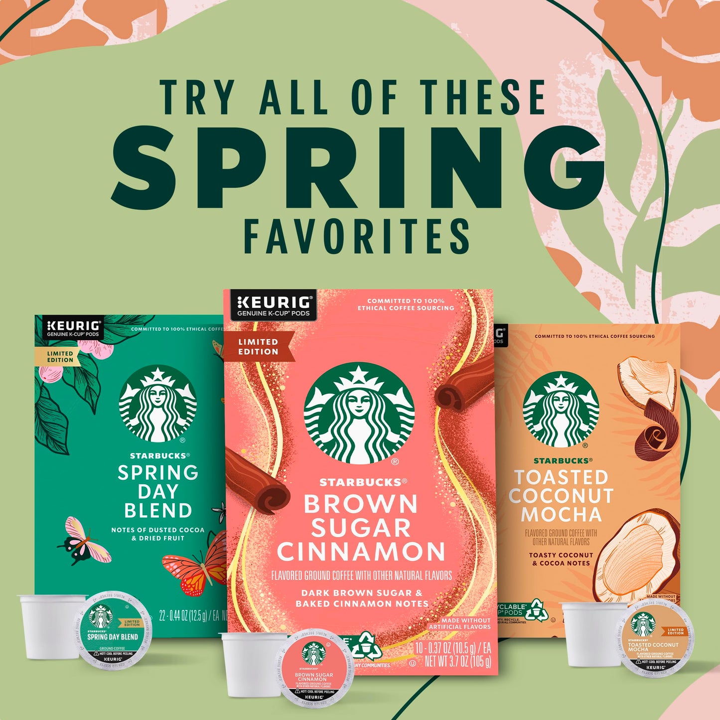 Starbucks K-Cup-Kaffeepads, natürlich aromatisiertes Kaffee-Vielfaltspaket für Keurig-Kaffeemaschinen, 100 % Arabica, 1 Schachtel (40 Pads)