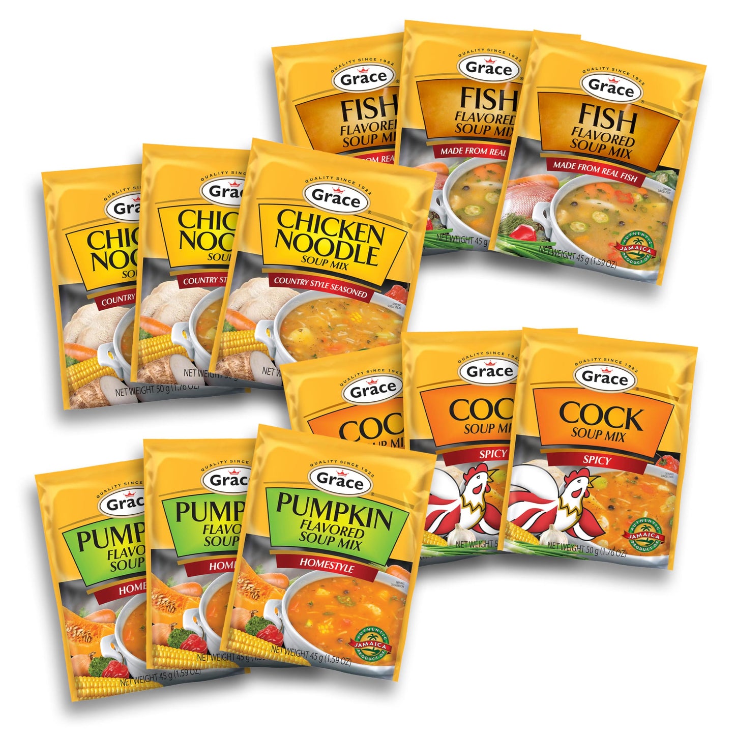 Grace Pumpkin Flavored Soup Mix 1.59oz - 6 Pack Homestyle Jamaican Soup Mix - Great for Caribbean Curry Soup