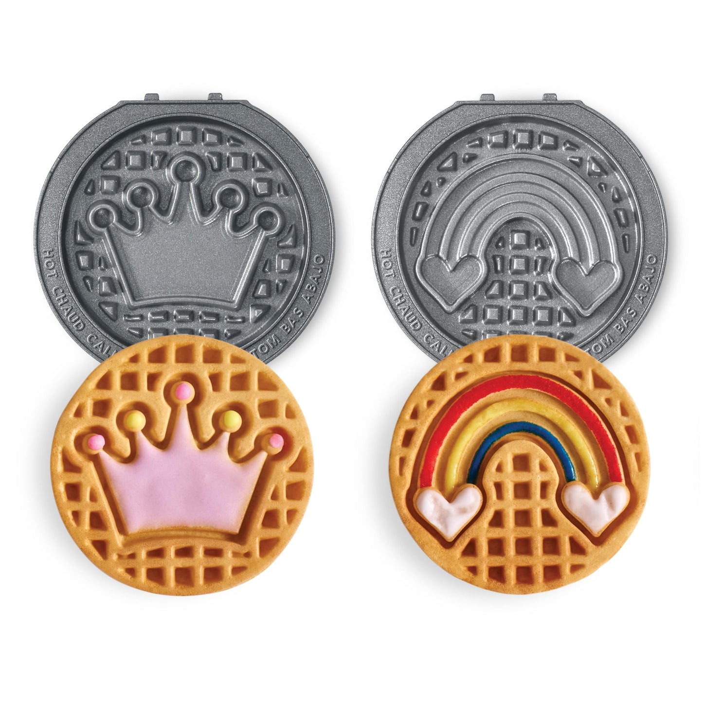 DASH Multimaker Mini System Two 4” Nonstick Removable Waffle Plates (Gingerbread & Snowflake) - 2Pc Plate Pack for Waffle Iron & Griddle, Compatible with Dash MultiMaker Mini System, Nonstick Surface