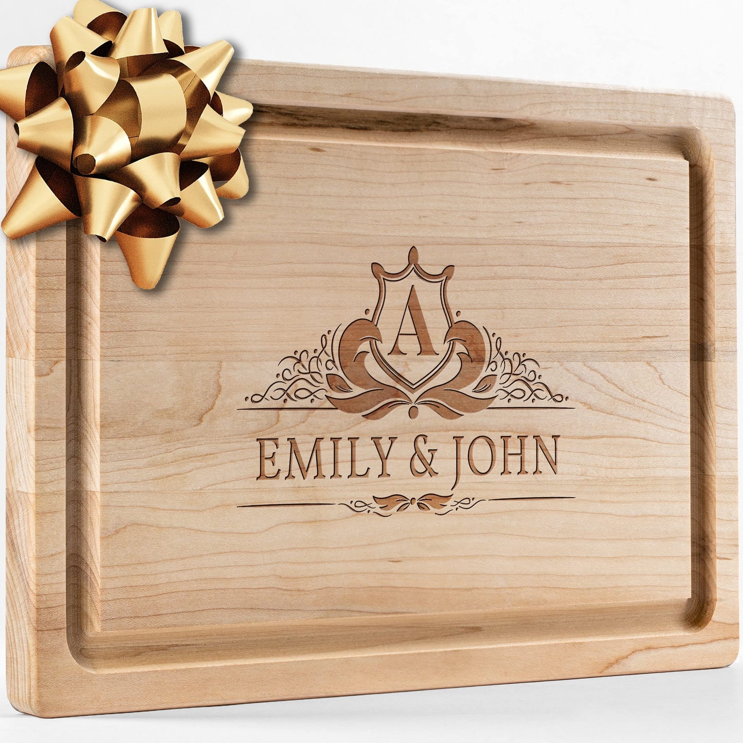 Personalisiertes Walnuss-Schneidebrett mit Untersetzern, Mineralöl und Geschenkverpackung erhältlich – Gestalten Sie Ihr eigenes Schneidebrett, hergestellt in den USA (Design 22, 3. Walnuss 17"x11")