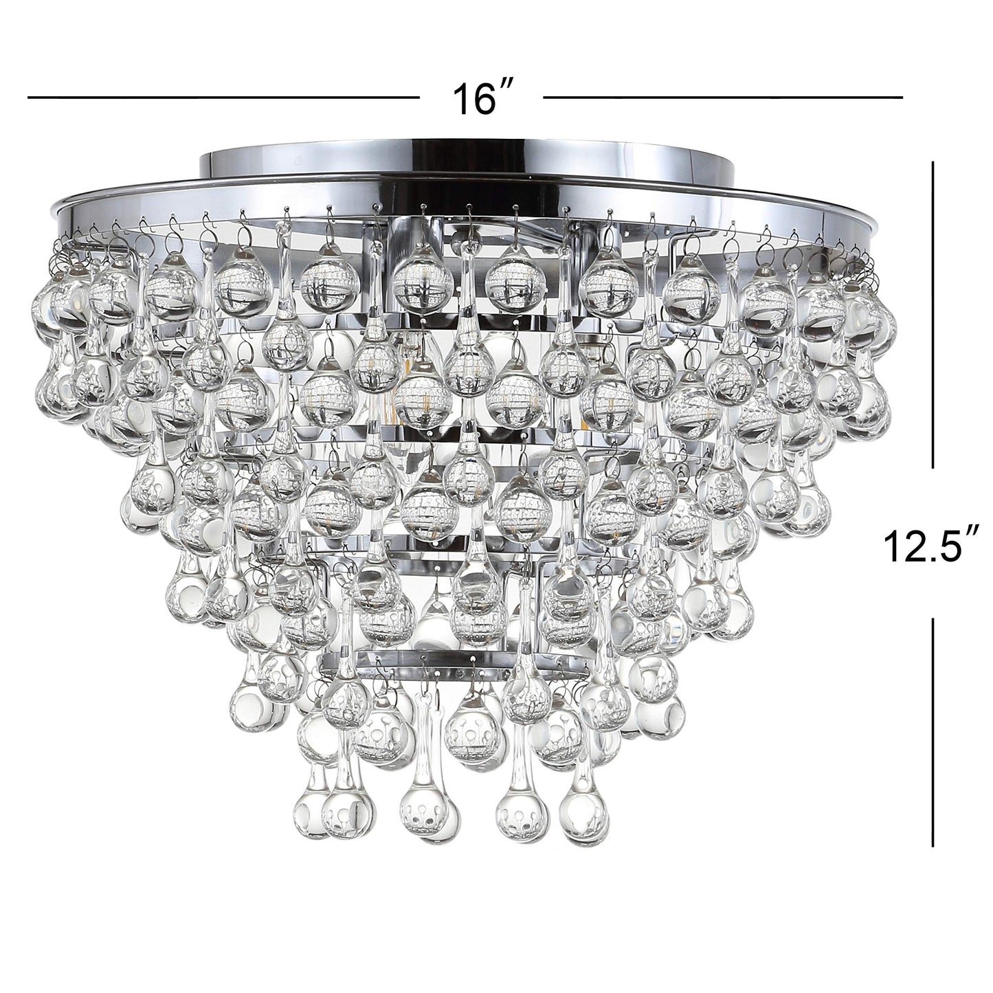 JONATHAN Y JYL9030B Toronto 16" Metall/Kristall LED Deckenleuchte, zeitgenössisch, modern, Übergangsstil, elegant, für Büro, Wohnzimmer, Familienzimmer, Esszimmer, Schlafzimmer, Flur, Foyer, Chrom