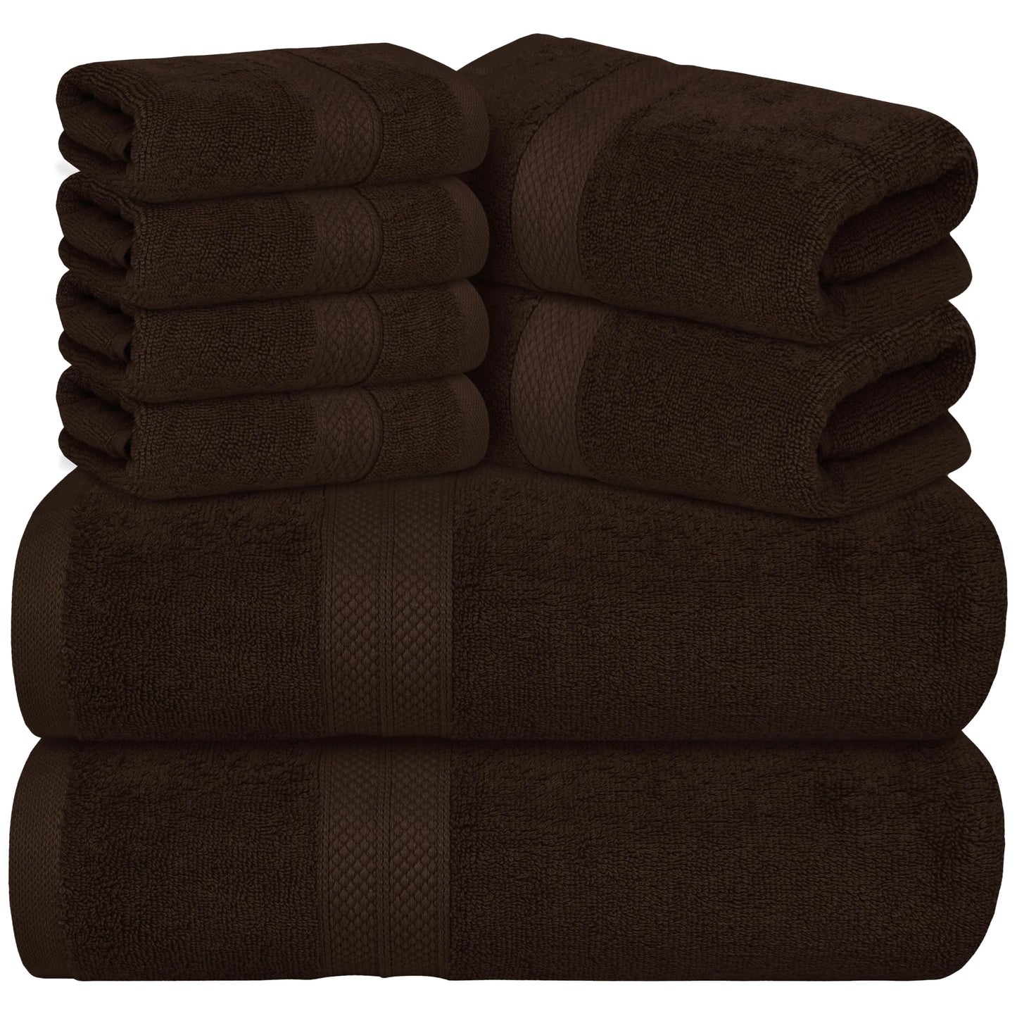 Avalon Towels Luxury 8 Piece Towels Set, 2 Bath Towels, 2 Hand Towels and 4 Washcloths, 600 GSM 100% Ring Spun Cotton Highly Absorbent Bathroom Towel Set, Ideal for Hotel, Spa and Gym (Pink)