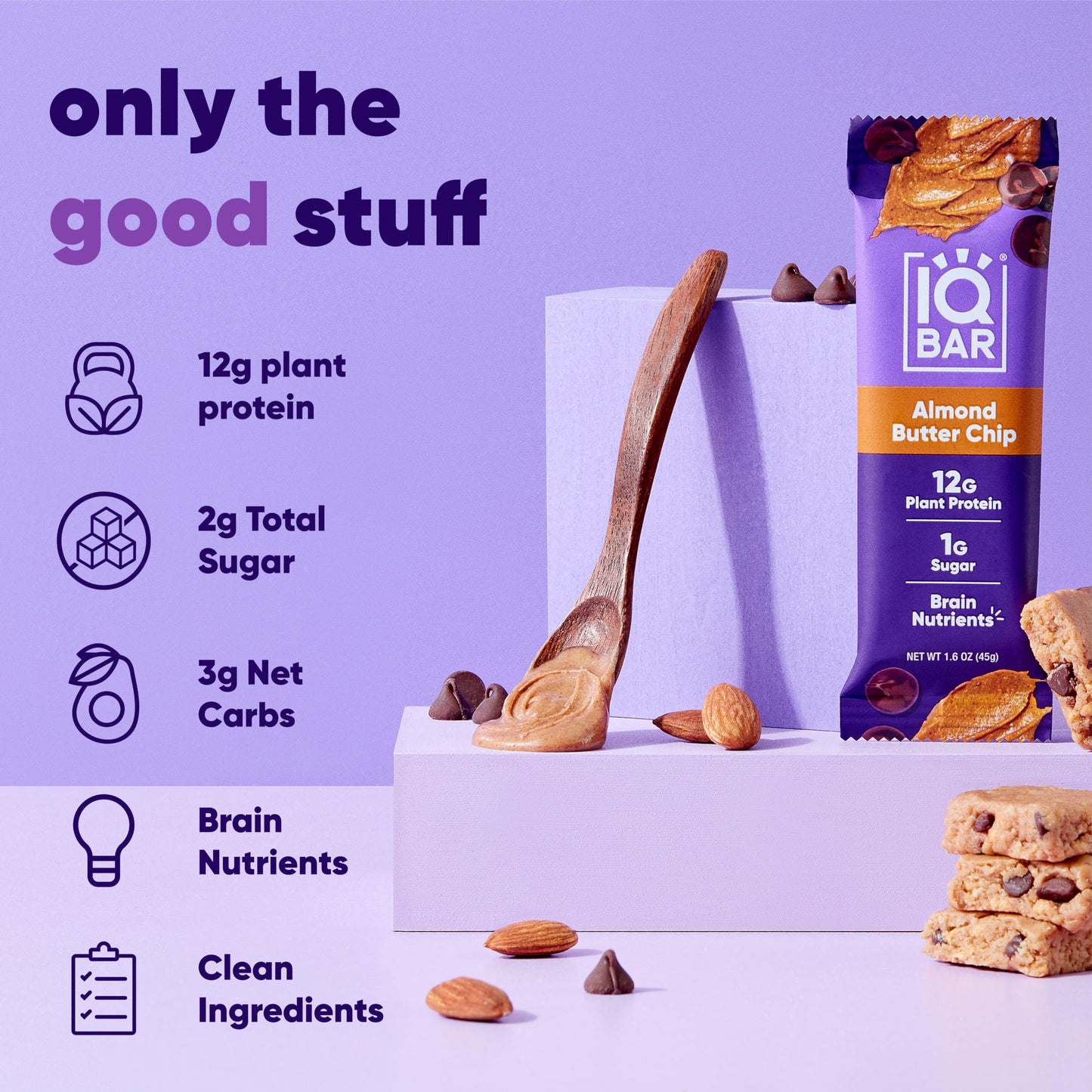 IQBAR Brain and Body Plant Protein Bars - 7 Bar Sampler Pack - Gluten Free, High Fiber, Vegan Snacks - Low Sugar Meal Replacement