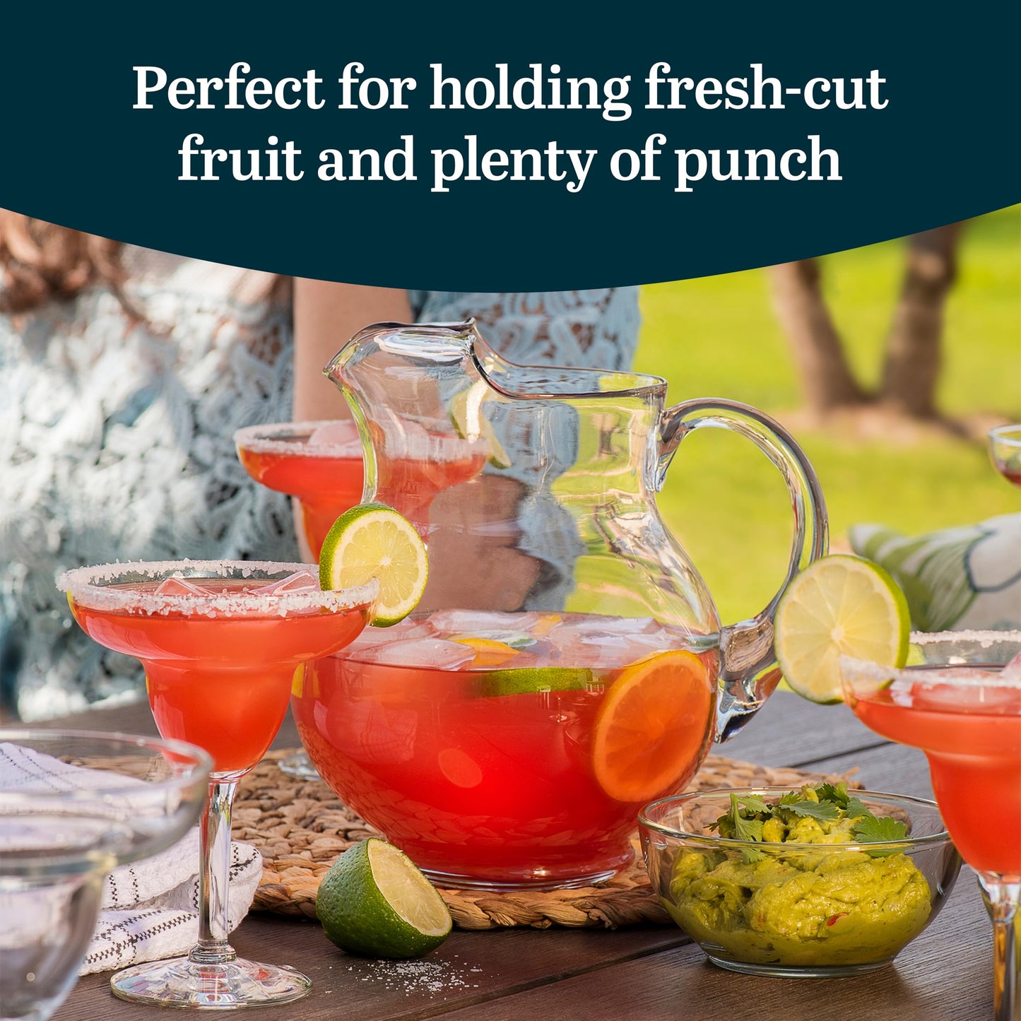 Libbey Acapulco Large Glass Pitcher Set of 2, 89 Oz, Clear, Tall Bubble Glass Pitchers with Handle, Modern Pitcher Set for Iced Tea, Punch, and More