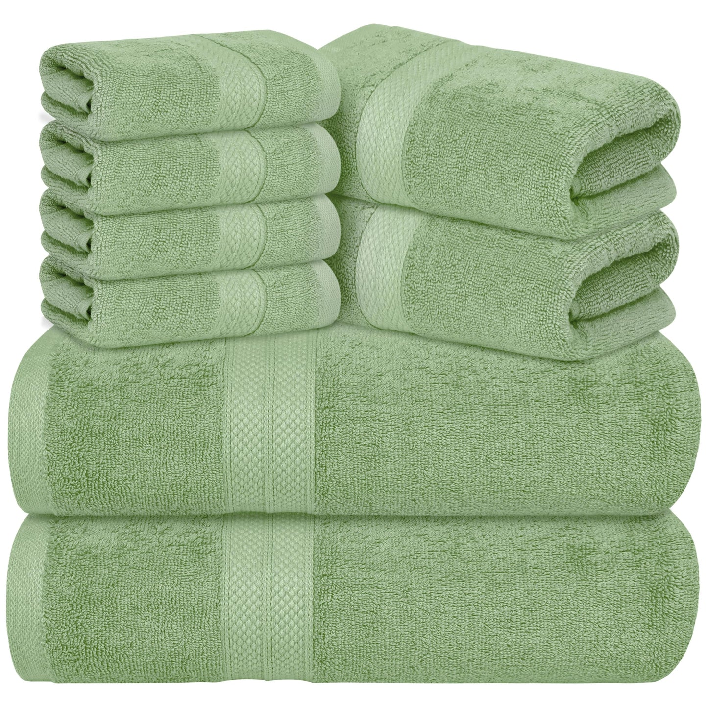Avalon Towels Luxury 8 Piece Towels Set, 2 Bath Towels, 2 Hand Towels and 4 Washcloths, 600 GSM 100% Ring Spun Cotton Highly Absorbent Bathroom Towel Set, Ideal for Hotel, Spa and Gym (Pink)