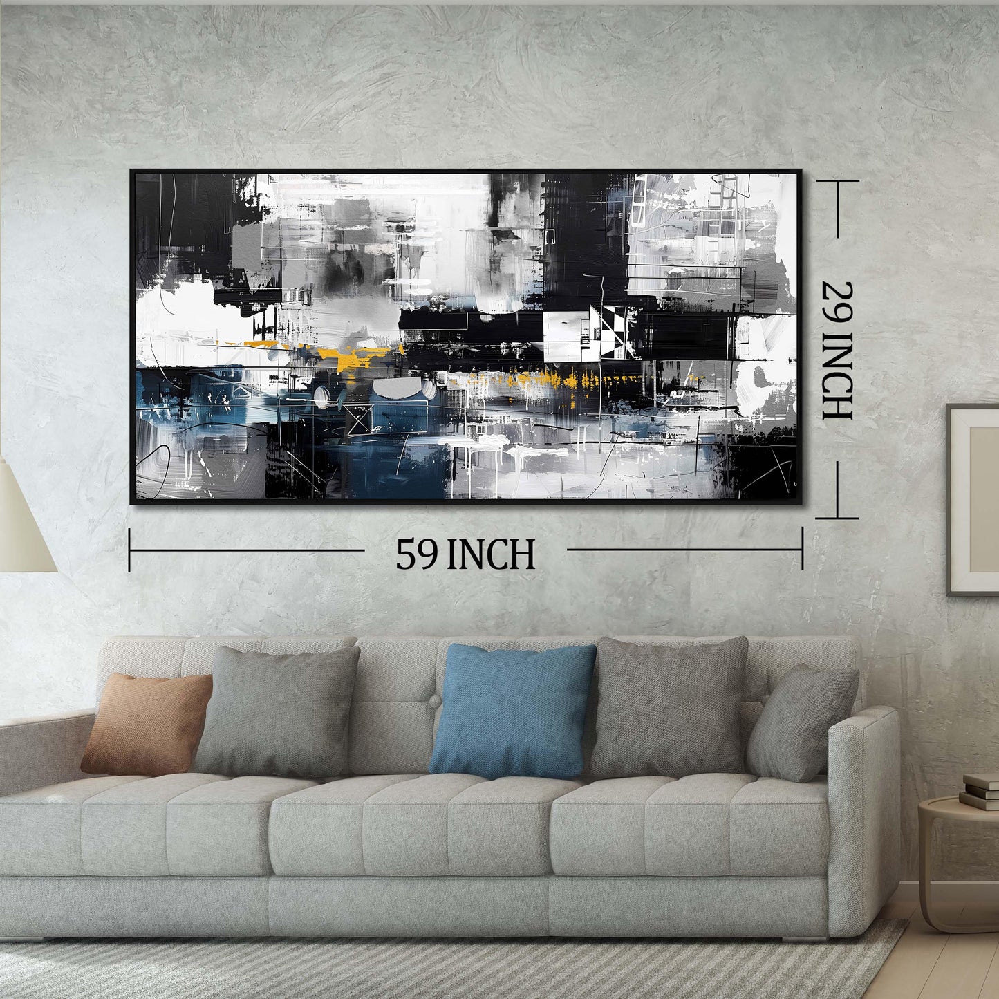 Gold Wall Art White Wall Pictures Beautiful Flower Wall Decorations for Living Room Black Artwork 24"x48" Art for Home Office