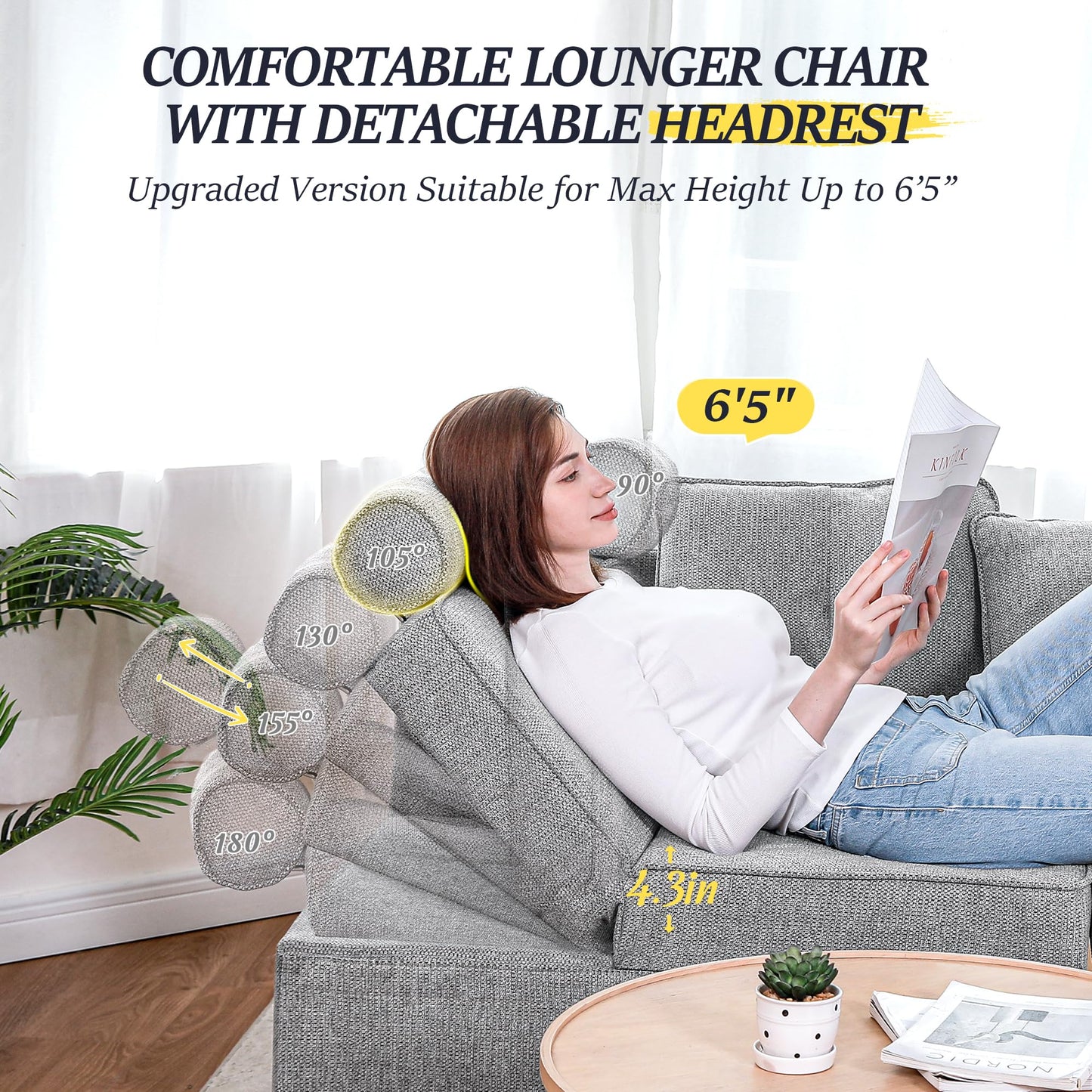 Schlafsofa, 4-in-1-Couch, umwandelbares Sofa, Zweisitzer-Couch aus Leinenstoff mit 2 Dekokissen, Einzel-Relaxsessel für kleine Räume mit 5-fach verstellbarer Rückenlehne