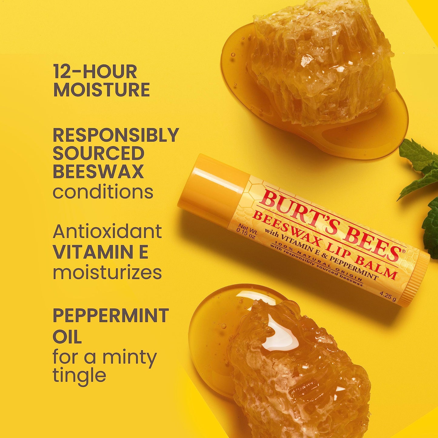 Lip Balm - Beeswax, Strawberry, Coconut and Pear, and Vanilla Bean, With Responsibly Sourced Beeswax, Tint-Free, Natural Origin Lip Treatment, 4 Tubes, 0.15 oz.