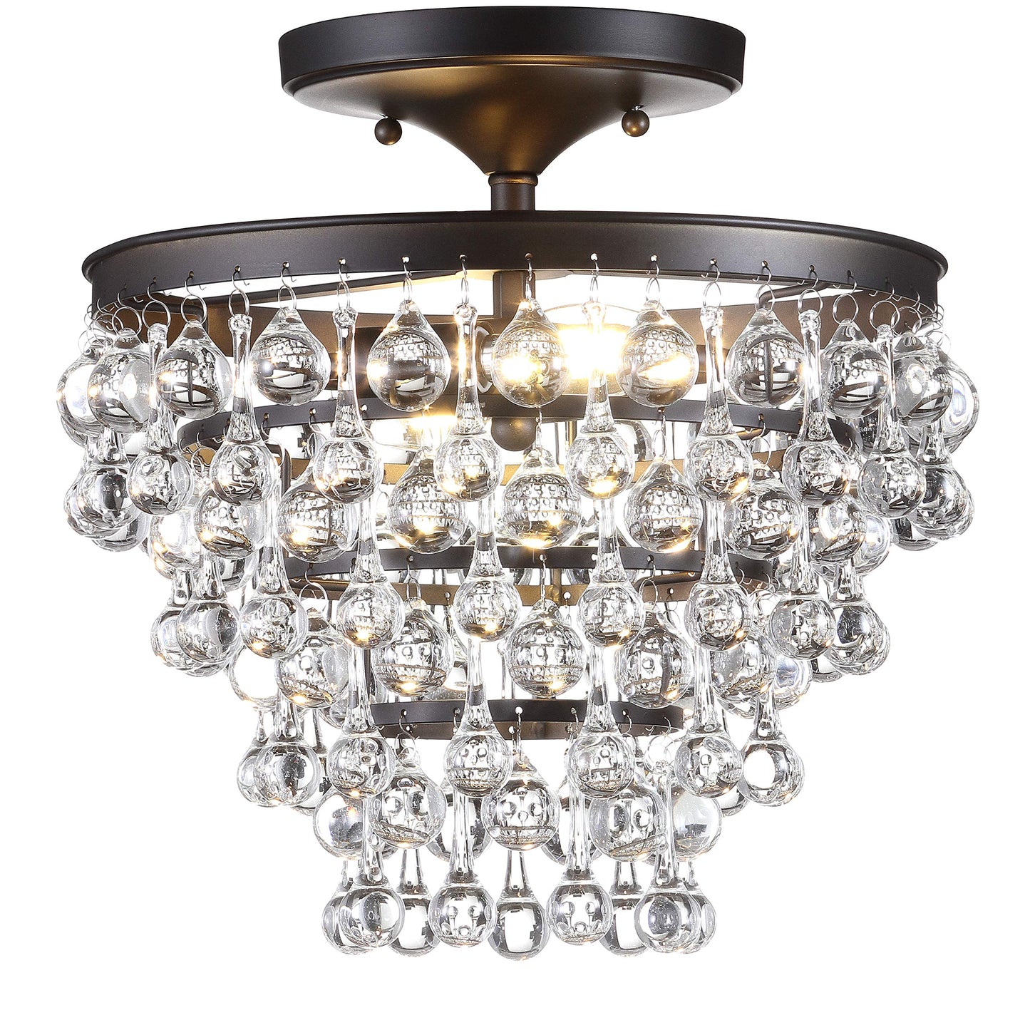 JONATHAN Y JYL9030B Toronto 16" Metall/Kristall LED Deckenleuchte, zeitgenössisch, modern, Übergangsstil, elegant, für Büro, Wohnzimmer, Familienzimmer, Esszimmer, Schlafzimmer, Flur, Foyer, Chrom