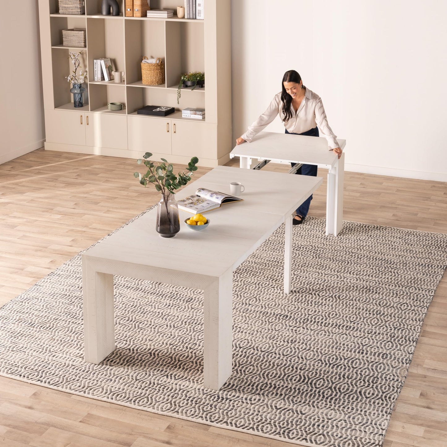Transformer Table Esstisch-Set für 4 bis 12, ausziehbarer Esstisch aus Holz mit ausziehbarer Bank, Möbel für kleine Räume, Küchentisch-Set (Dunkelgrau, Tisch + Bank)