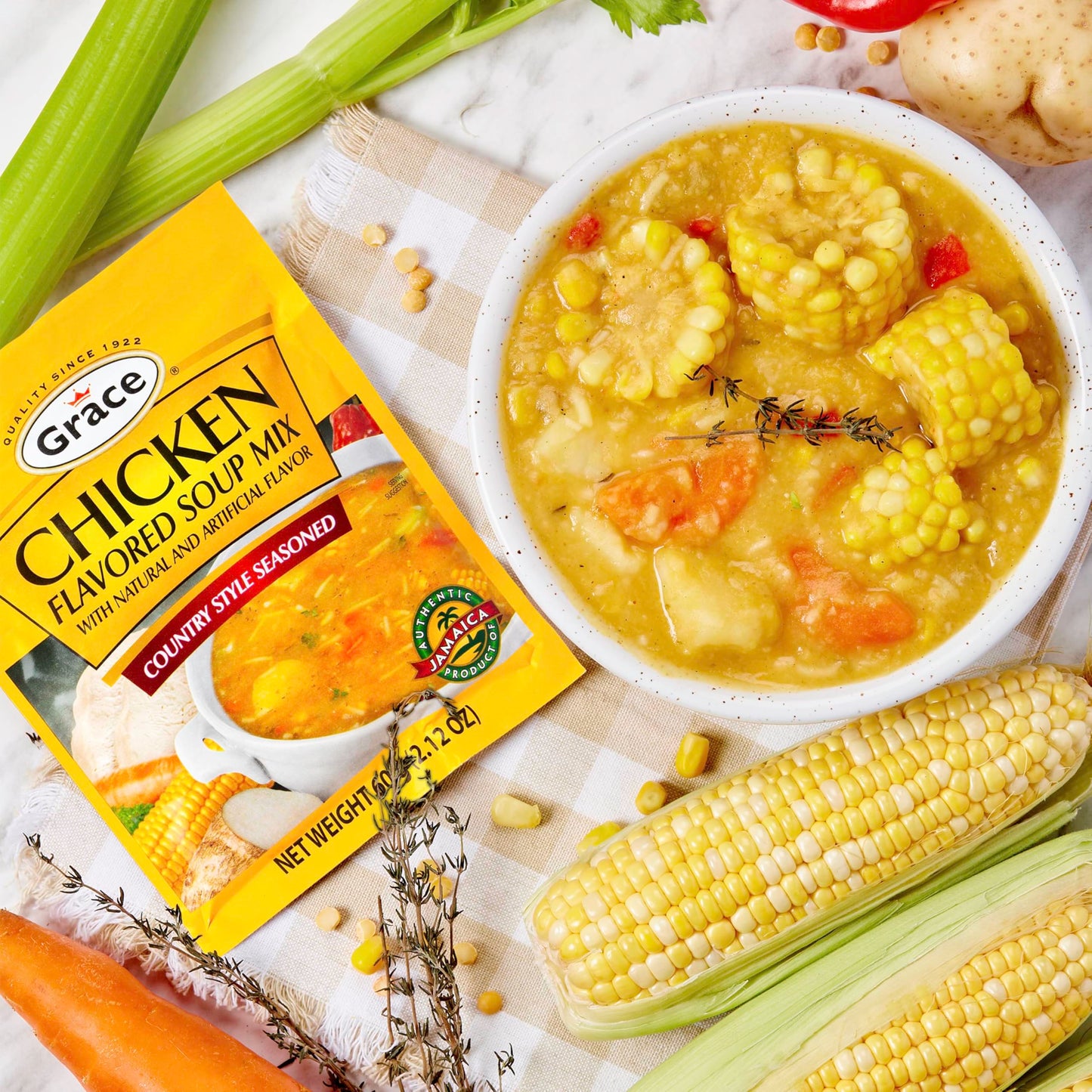 Grace Pumpkin Flavored Soup Mix 1.59oz - 6 Pack Homestyle Jamaican Soup Mix - Great for Caribbean Curry Soup