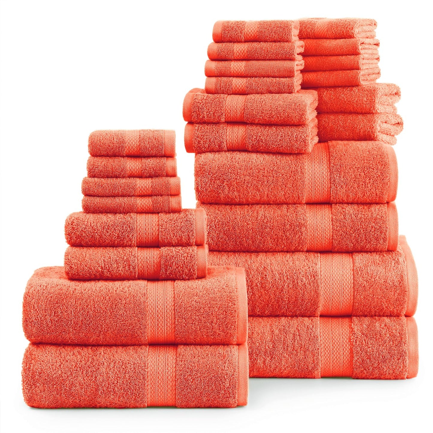 LANE LINEN 24-teiliges Badezimmerhandtuch-Set – 100 % Baumwolle, Badetuch-Sets, 4 Badetücher extragroß, 2 Badelaken, 6 Handtücher fürs Badezimmer, 8 Waschlappen, 4 Fingerkuppen-Handtücher – weiße Handtücher