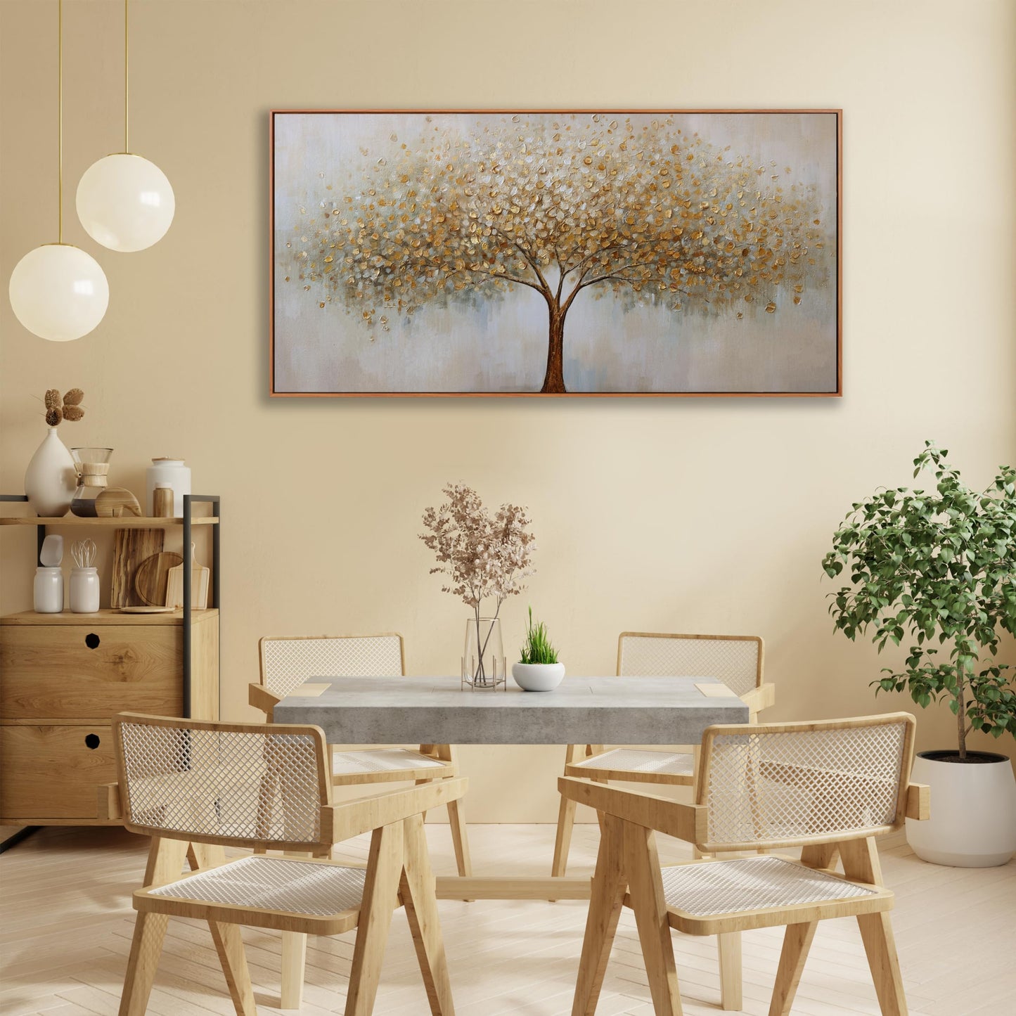 Gerahmte Wandkunst, abstrakte Wanddekoration mit Blattgold, Leinwanddrucke, Gemälde, abstrakte Kunstwerke für Wohnzimmer, Büro, Schlafzimmer, Heimdekoration, 61 x 121 cm