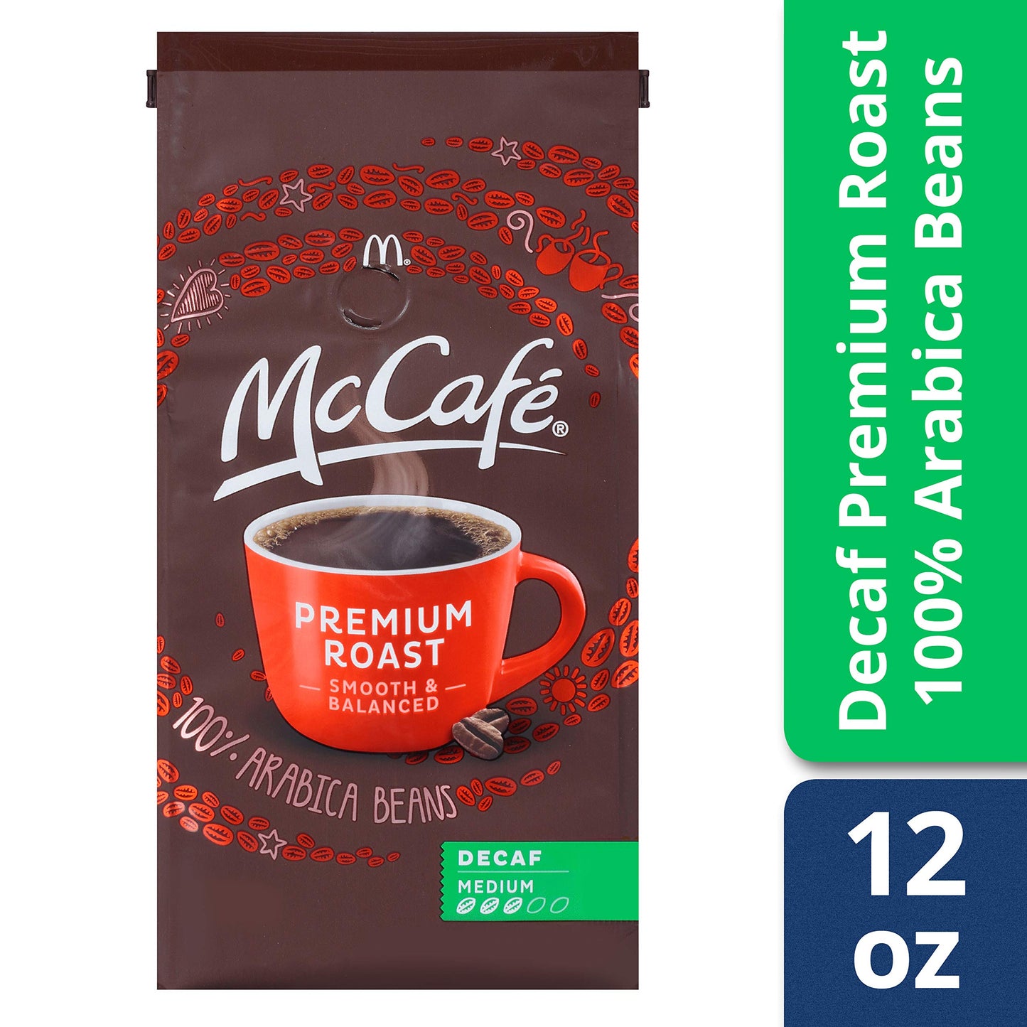 McCafe Premium Roast Decaf, Medium Roast Ground Coffee, 12 oz Bag
