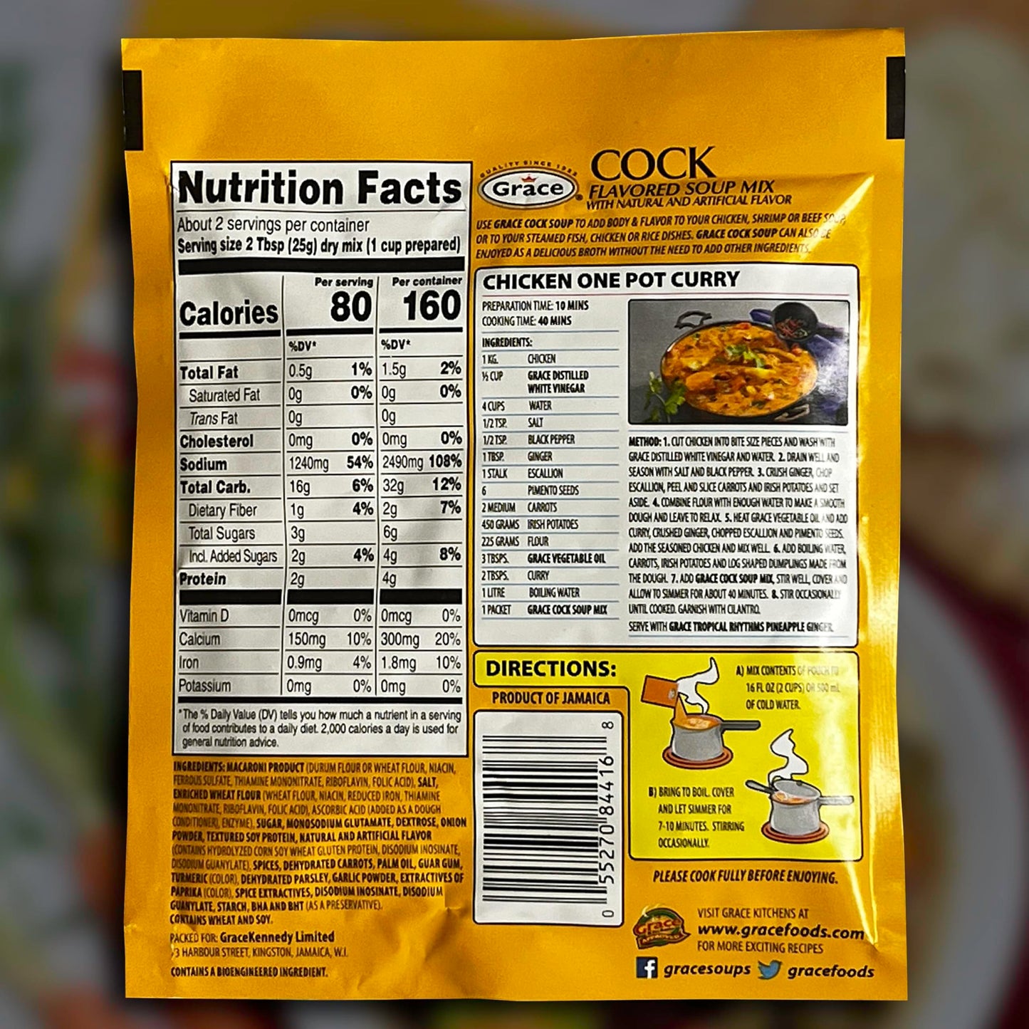 Grace Pumpkin Flavored Soup Mix 1.59oz - 6 Pack Homestyle Jamaican Soup Mix - Great for Caribbean Curry Soup