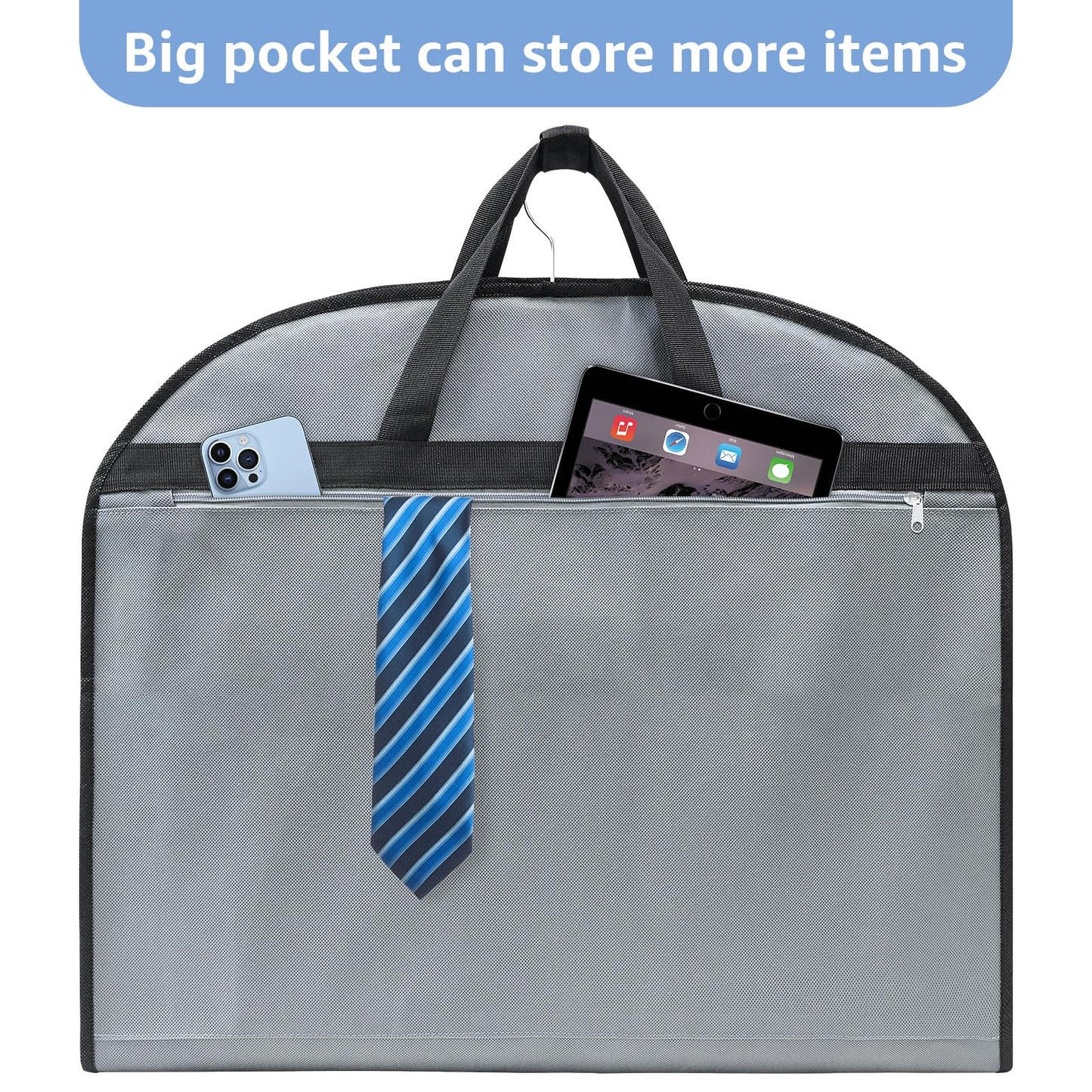Sacs à vêtements transparents de 50 po pour suspendre des vêtements dans un placard avec soufflets de 4 po, sac de protection pour costumes pour robes, manteaux longs, vestes, pulls, chemises, 3 paquets, noir