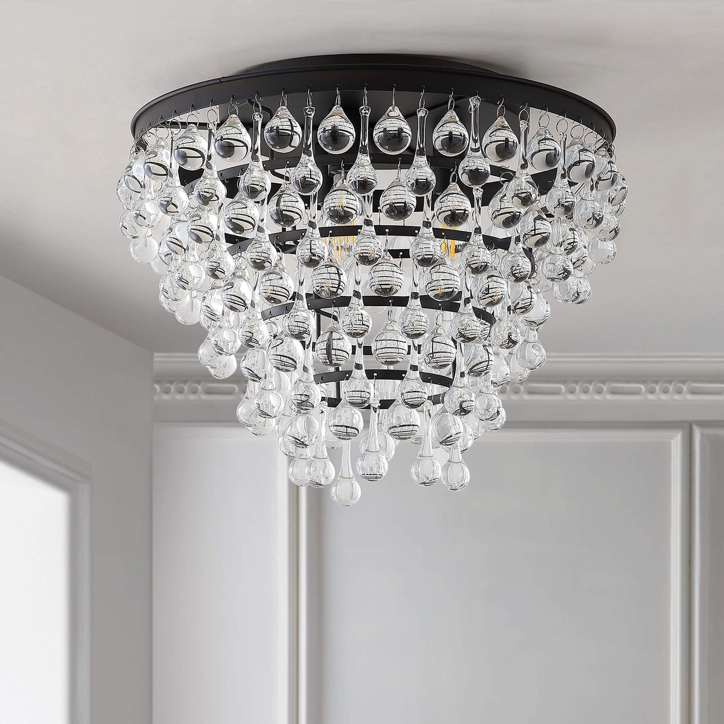 JONATHAN Y JYL9030B Toronto 16" Metall/Kristall LED Deckenleuchte, zeitgenössisch, modern, Übergangsstil, elegant, für Büro, Wohnzimmer, Familienzimmer, Esszimmer, Schlafzimmer, Flur, Foyer, Chrom