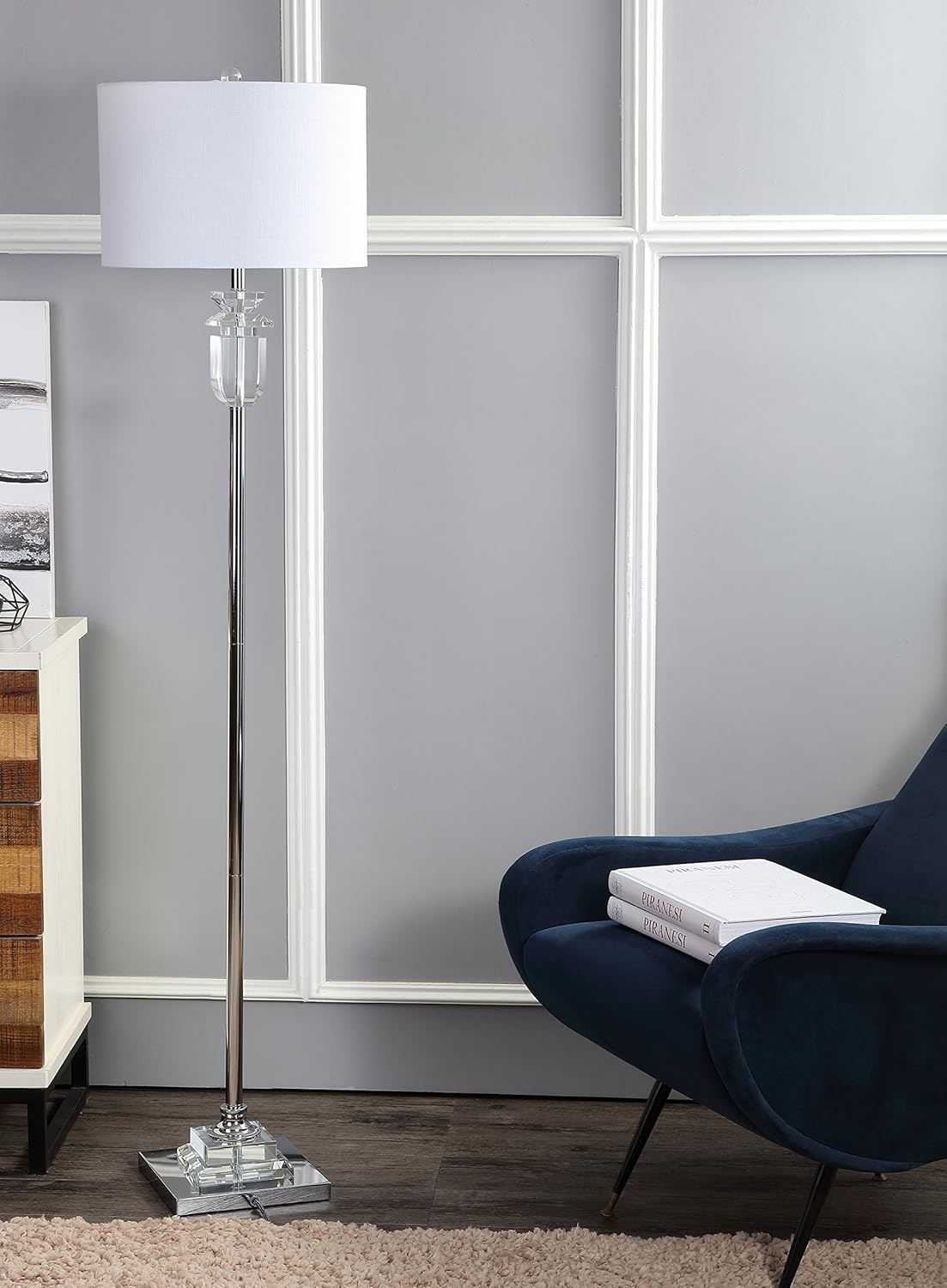 JONATHAN Y JYL1046A Aria 63" LED-Stehlampe aus Kristall/Metall, modern, glamourös, Übergangsstil, für Schlafzimmer, Wohnzimmer, Büro, Lesen, klar/Chrom