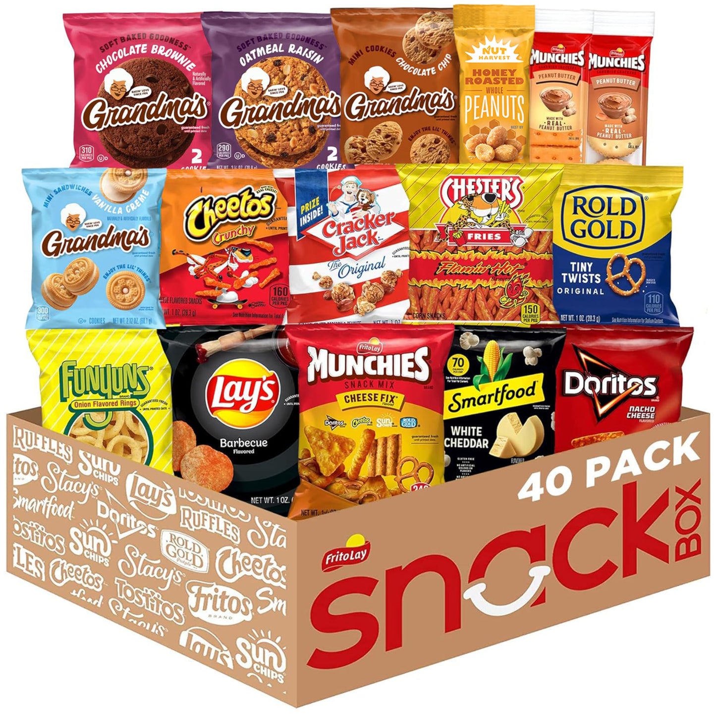 Frito Lay Ultimate Classic Snacks Package, Variety Assortment of Chips, Cookies, Crackers, & Nuts, (Pack of 40) (Packaging May Vary)