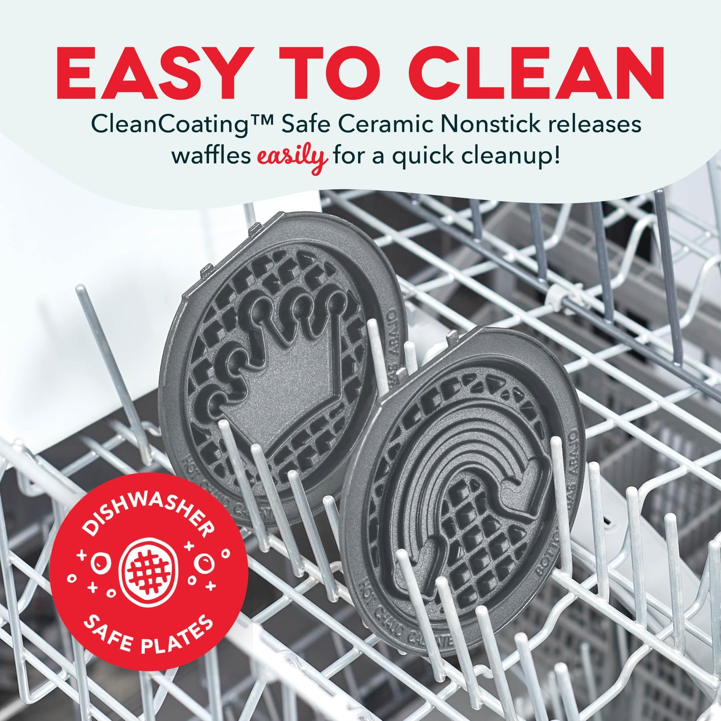 DASH Multimaker Mini System Two 4” Nonstick Removable Waffle Plates (Gingerbread & Snowflake) - 2Pc Plate Pack for Waffle Iron & Griddle, Compatible with Dash MultiMaker Mini System, Nonstick Surface