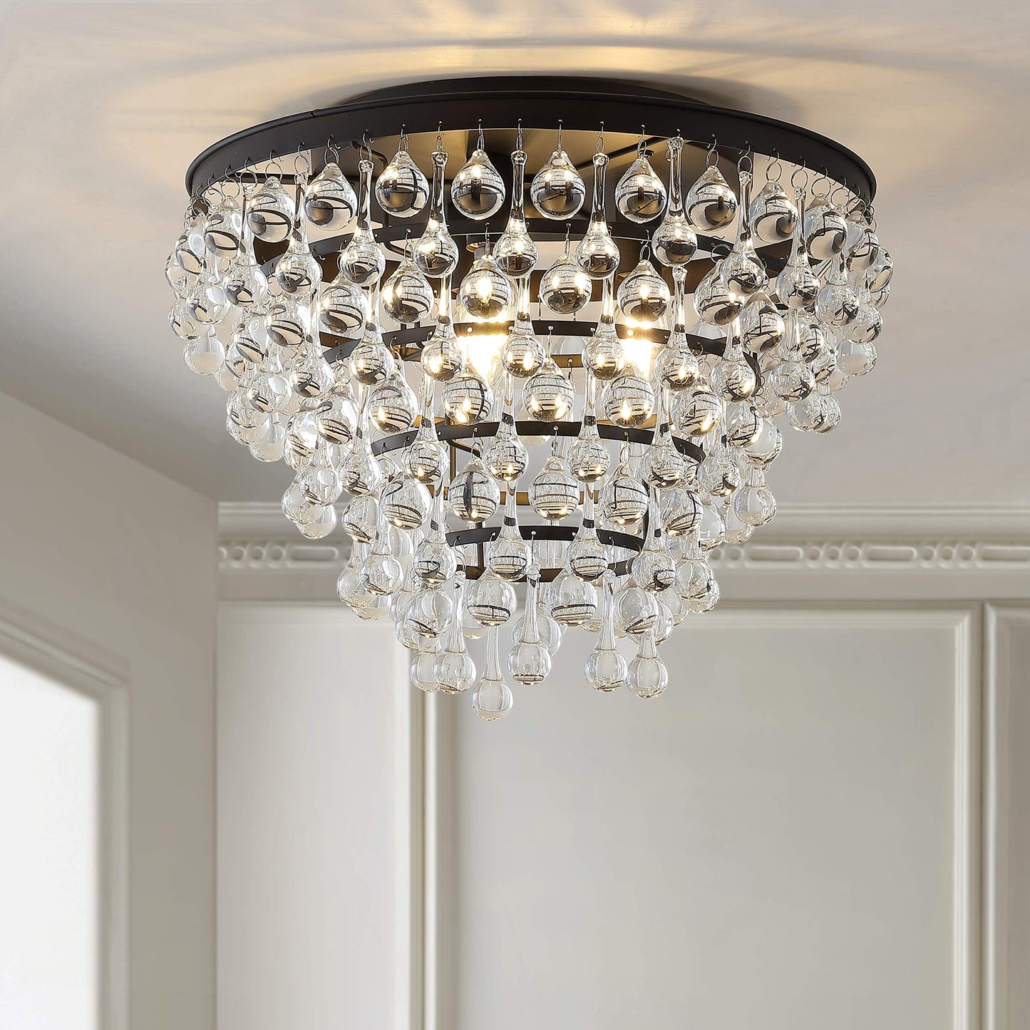 JONATHAN Y JYL9030B Toronto 16" Metall/Kristall LED Deckenleuchte, zeitgenössisch, modern, Übergangsstil, elegant, für Büro, Wohnzimmer, Familienzimmer, Esszimmer, Schlafzimmer, Flur, Foyer, Chrom