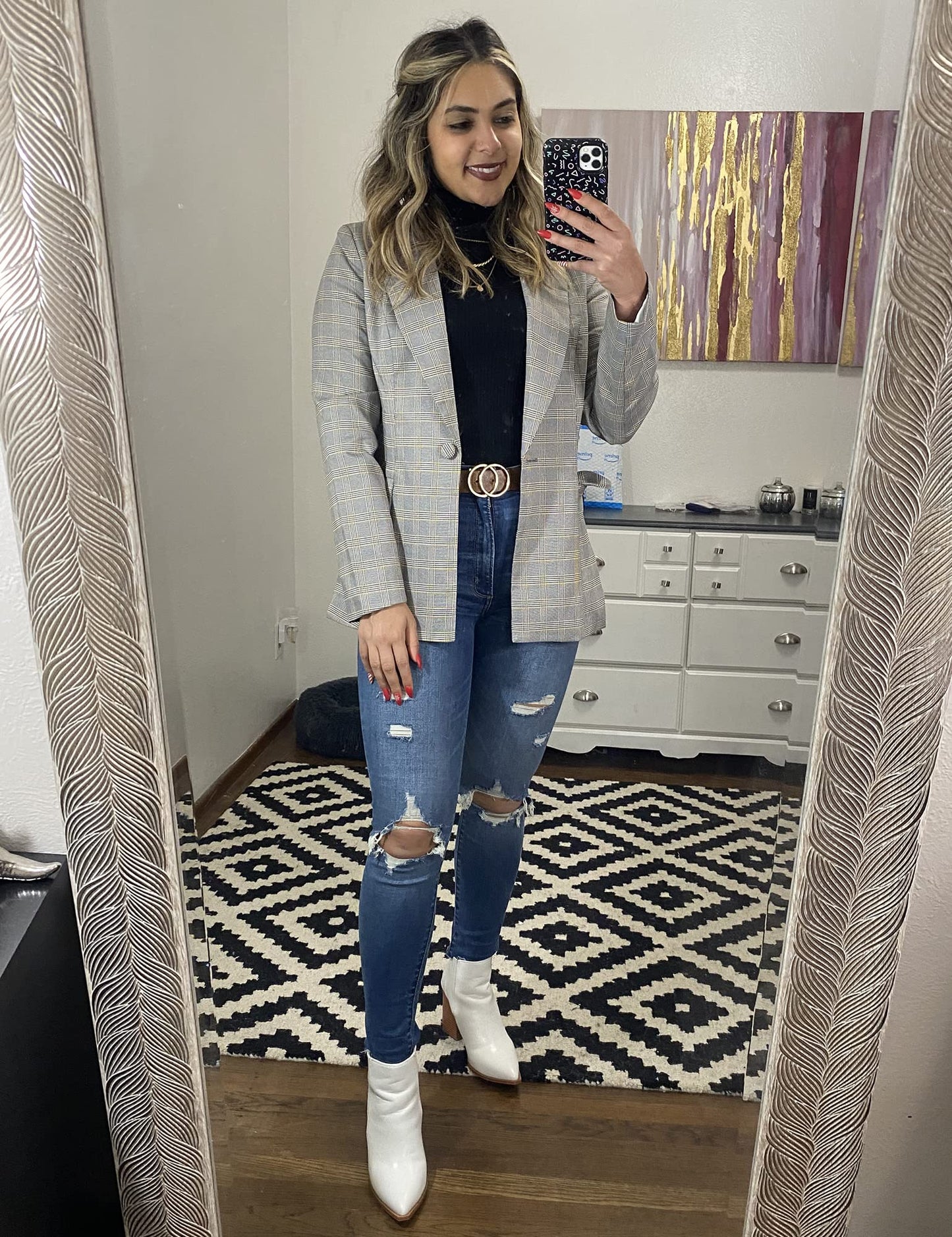 GRAPENT Damen Blazer mit offener Vorderseite, Business, Freizeit, Taschen, für die Arbeit im Büro