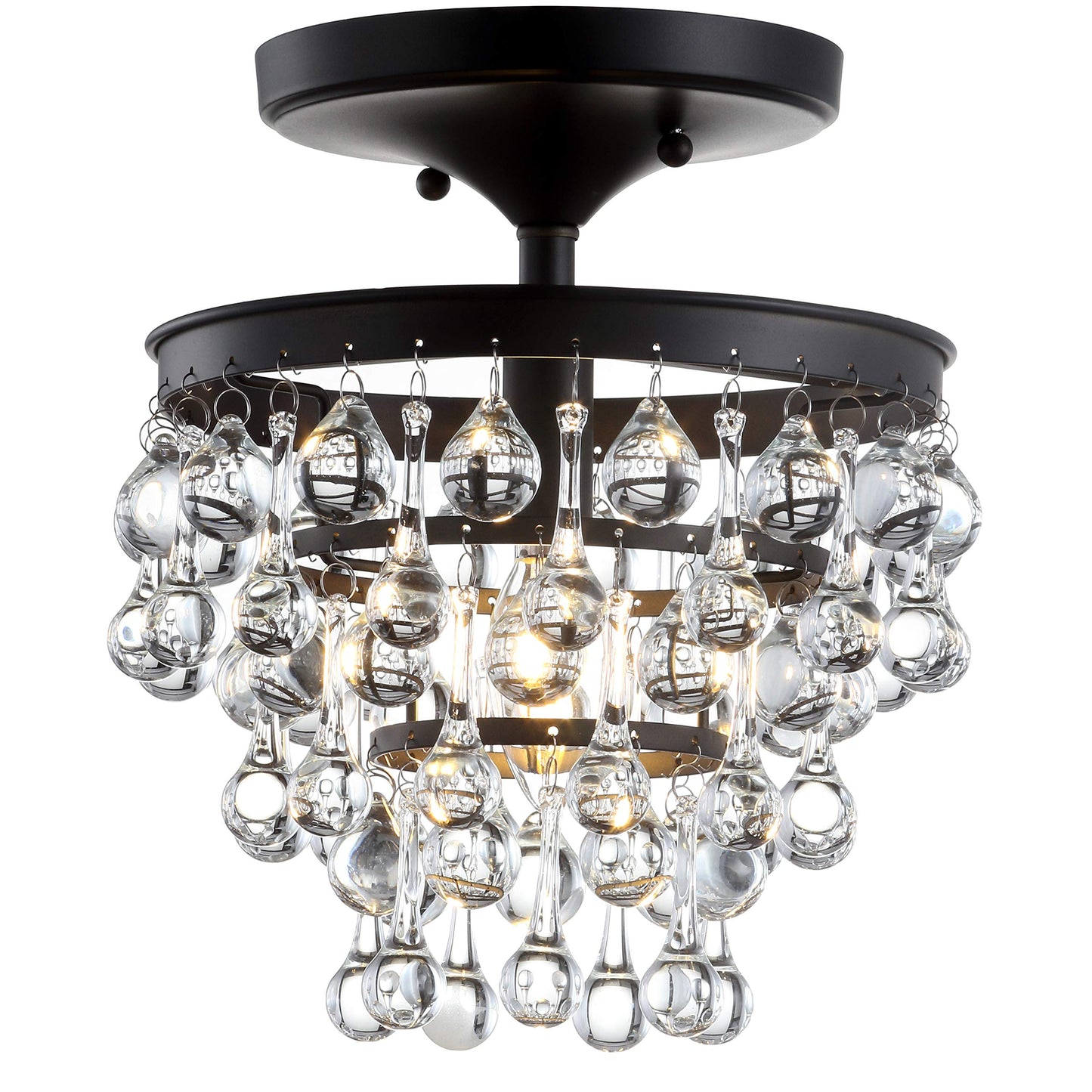 JONATHAN Y JYL9030B Toronto 16" Metall/Kristall LED Deckenleuchte, zeitgenössisch, modern, Übergangsstil, elegant, für Büro, Wohnzimmer, Familienzimmer, Esszimmer, Schlafzimmer, Flur, Foyer, Chrom